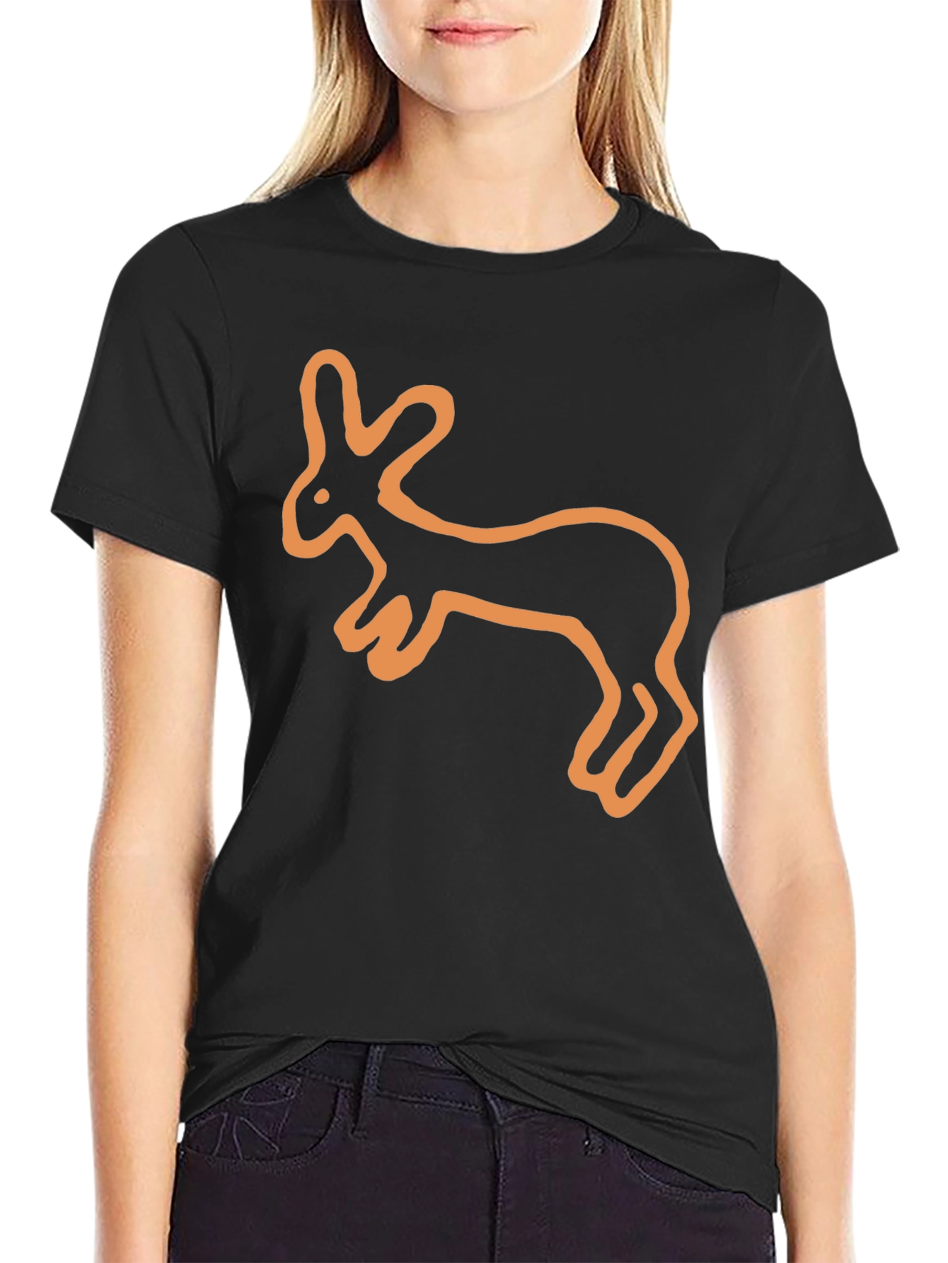 Rabbit Graphic Tee - Black Cotton Casual Shirt