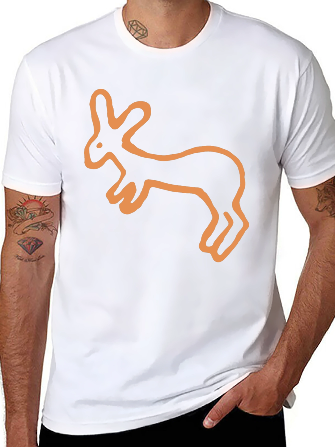 Rabbit Graphic Tee - Black Cotton Casual Shirt