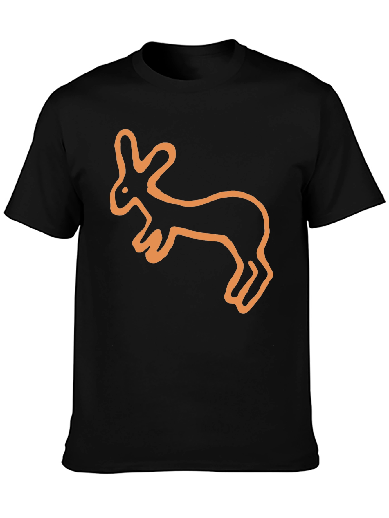 Rabbit Graphic Tee - Black Cotton Casual Shirt