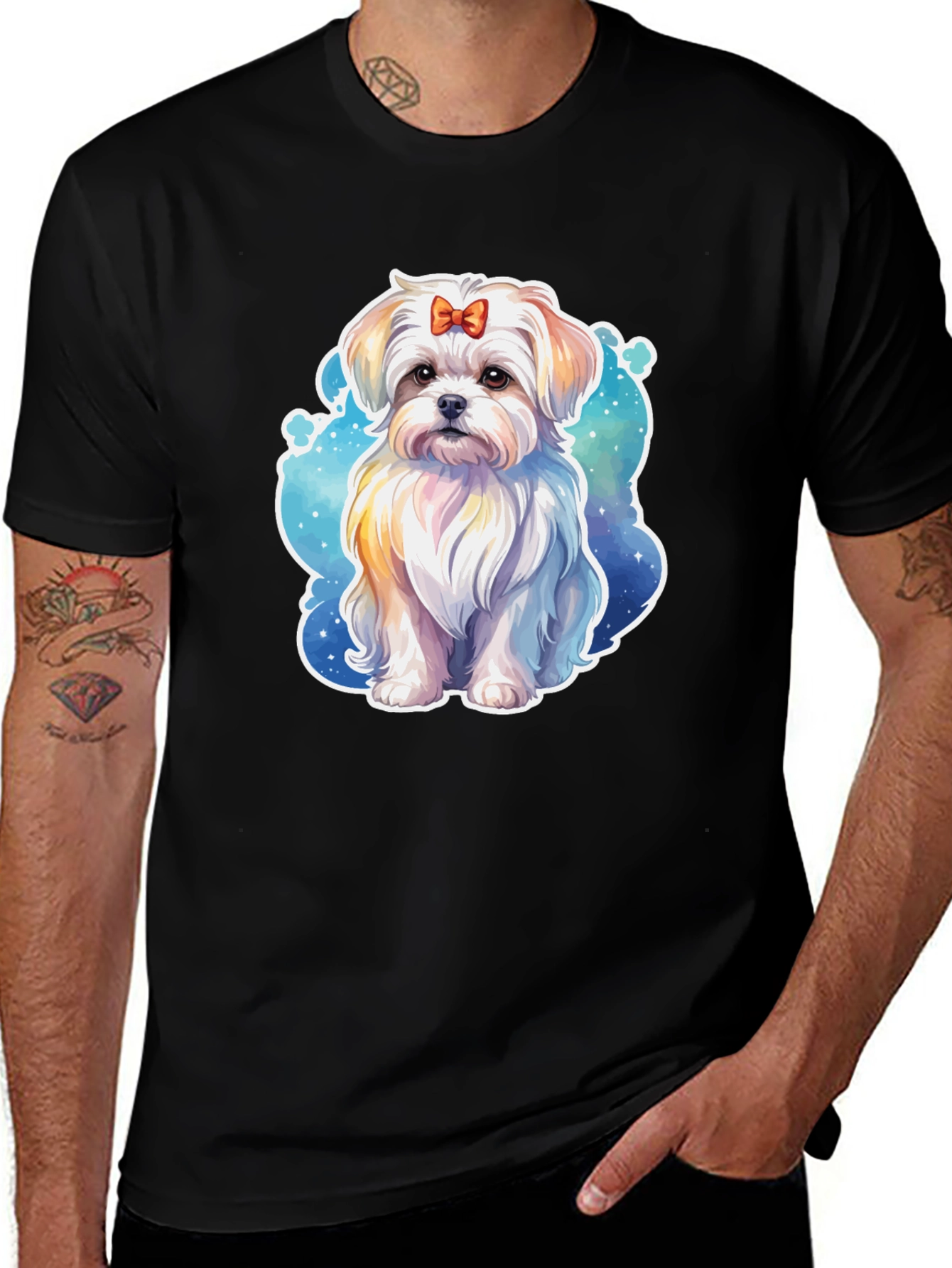 Cute Dog Graphic Black T-Shirt