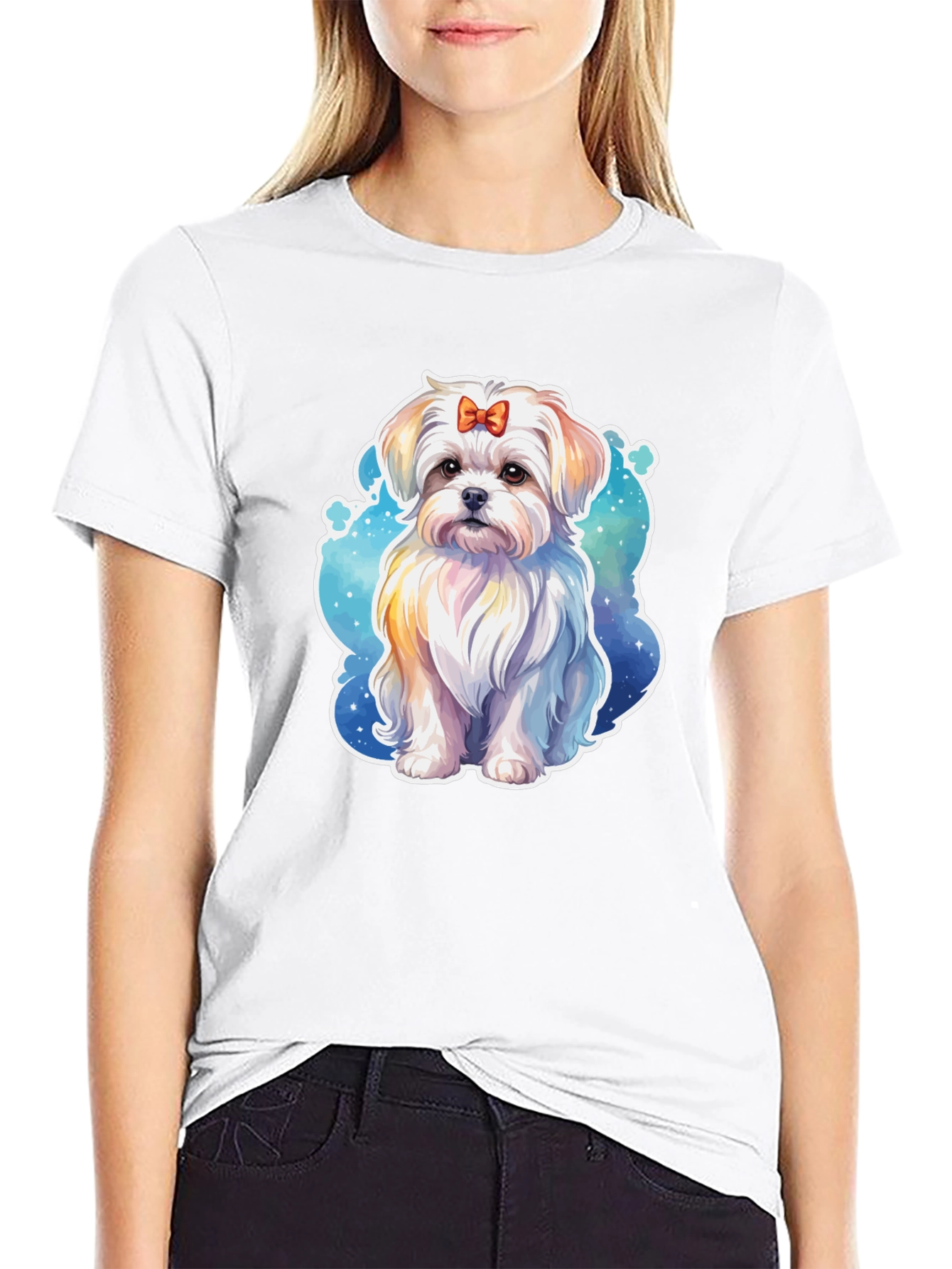 Cute Dog Graphic Black T-Shirt