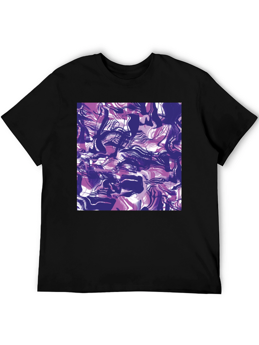 Abstract Swirl Art Print Black T-Shirt