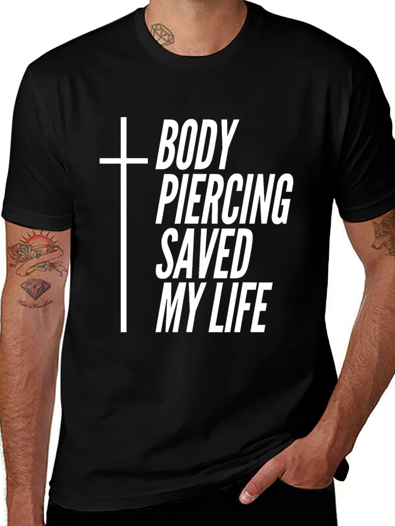 Body Piercing Saved My Life T-Shirt - Black