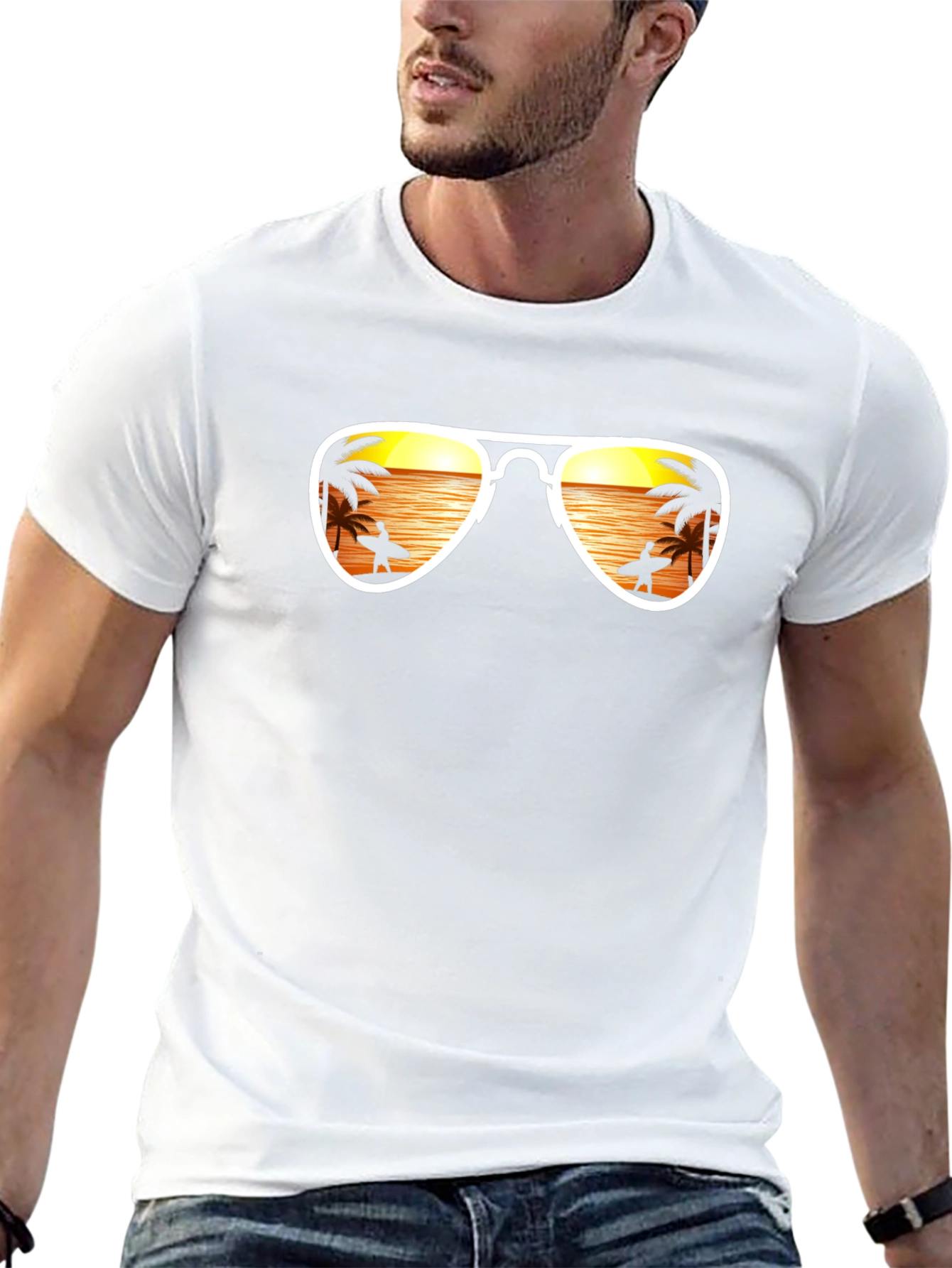 Sunset Beach Sunglasses Graphic Tee