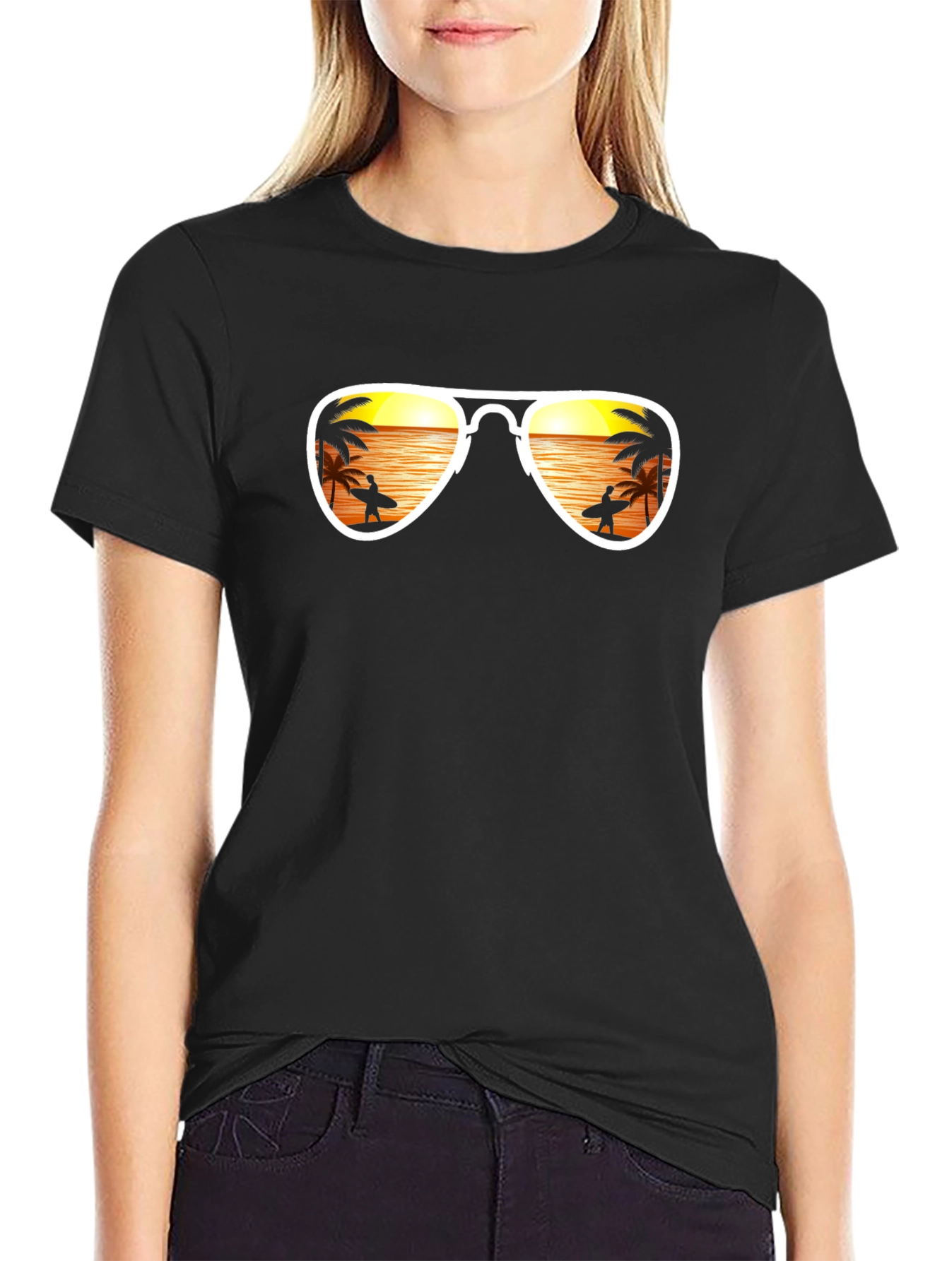 Sunset Beach Sunglasses Graphic Tee
