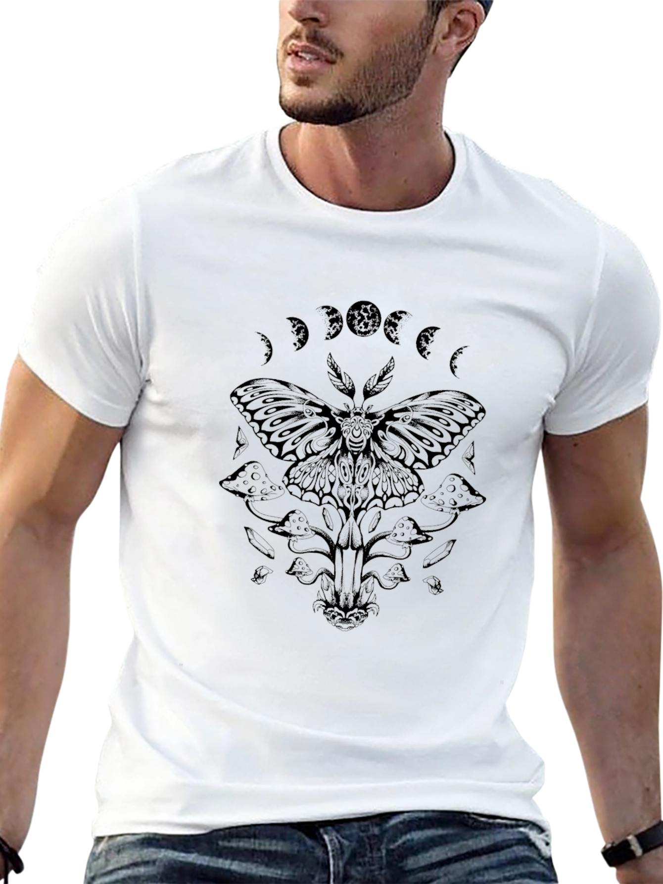 Moth Phases Graphic Tee - Unisex Black T-Shirt