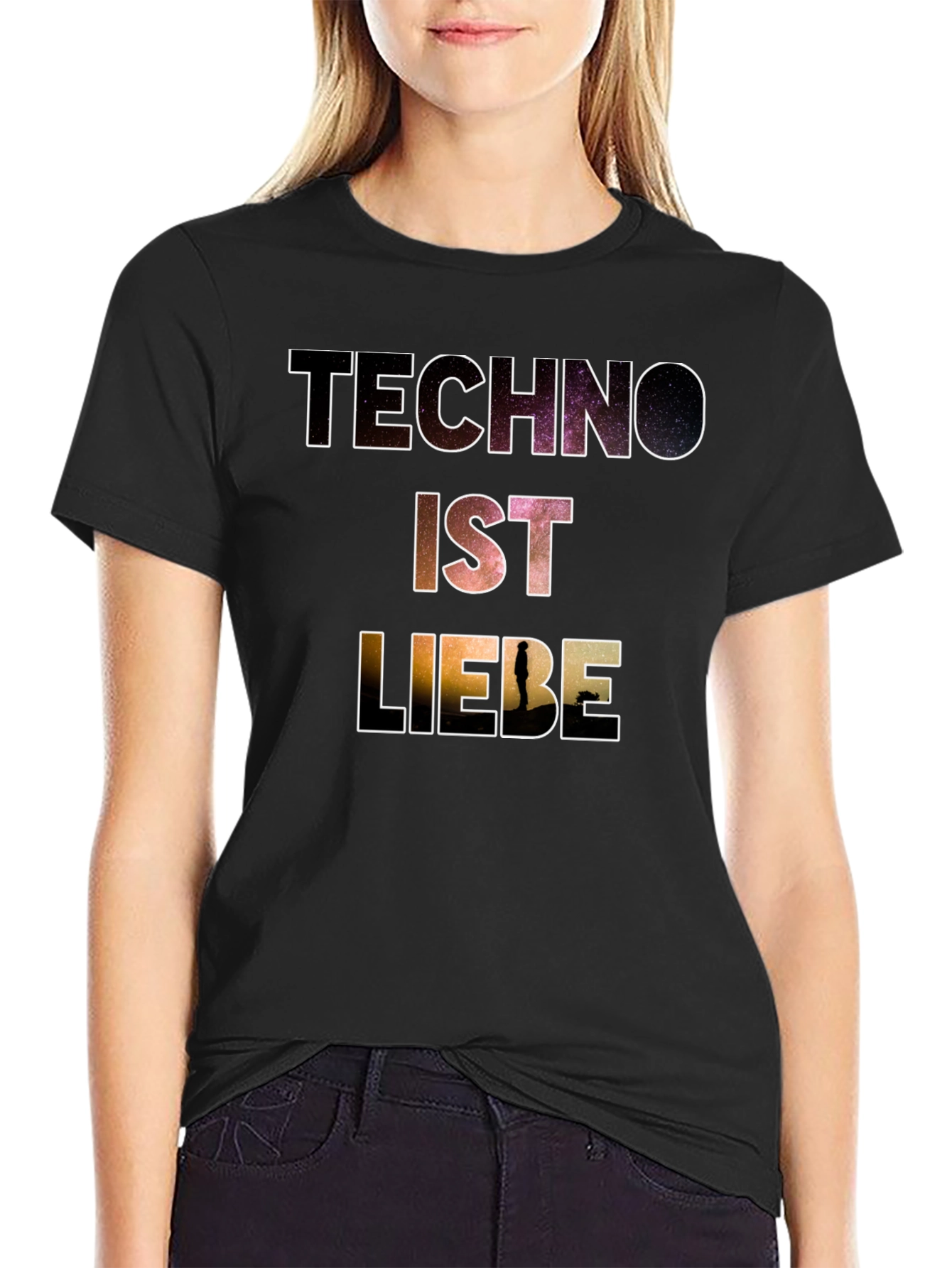 Techno Ist Liebe T-Shirt - Galaxy Design