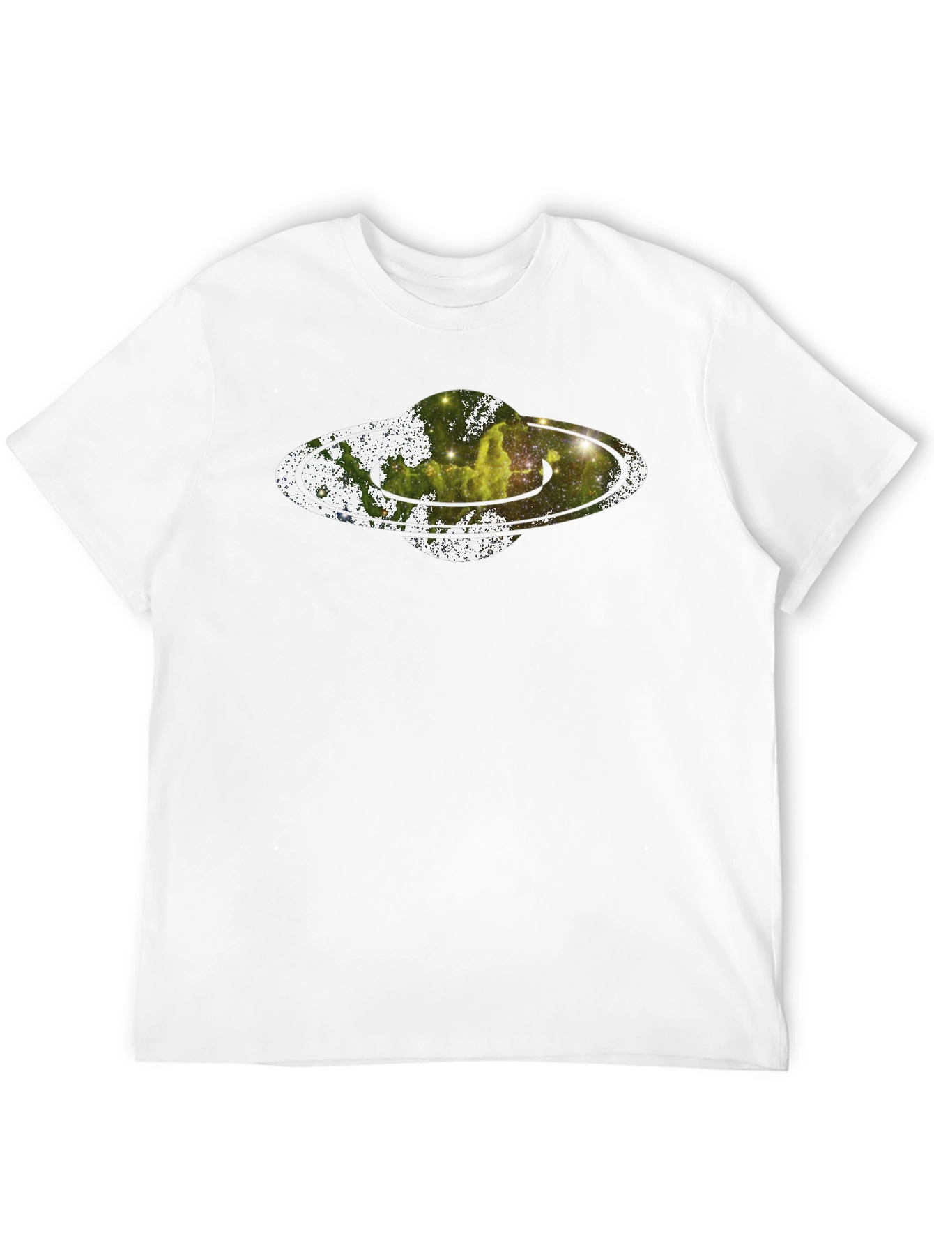 Saturn Nebula Graphic Print Black T-Shirt