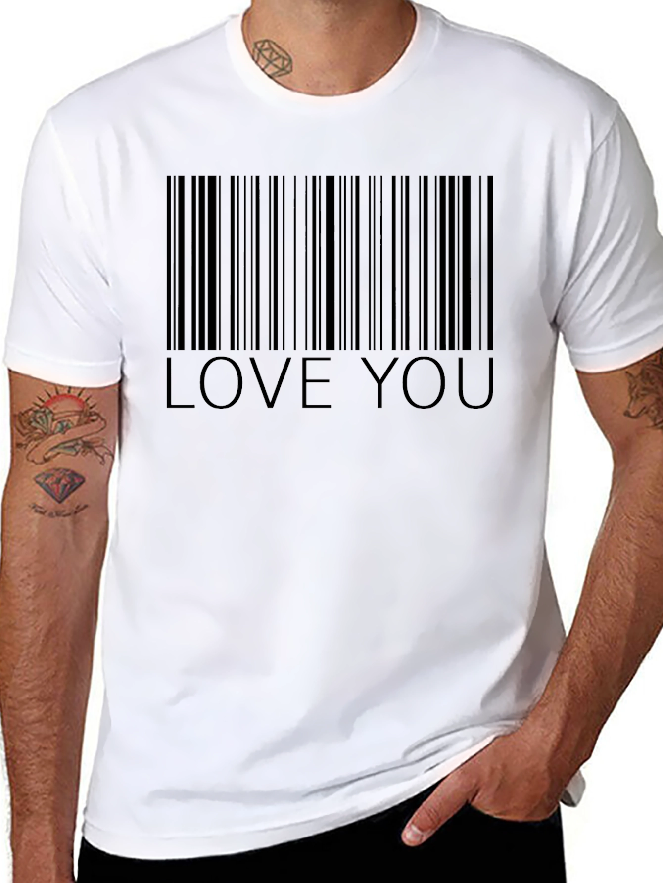 Love You Barcode Black T-Shirt - Unique Graphic Tee