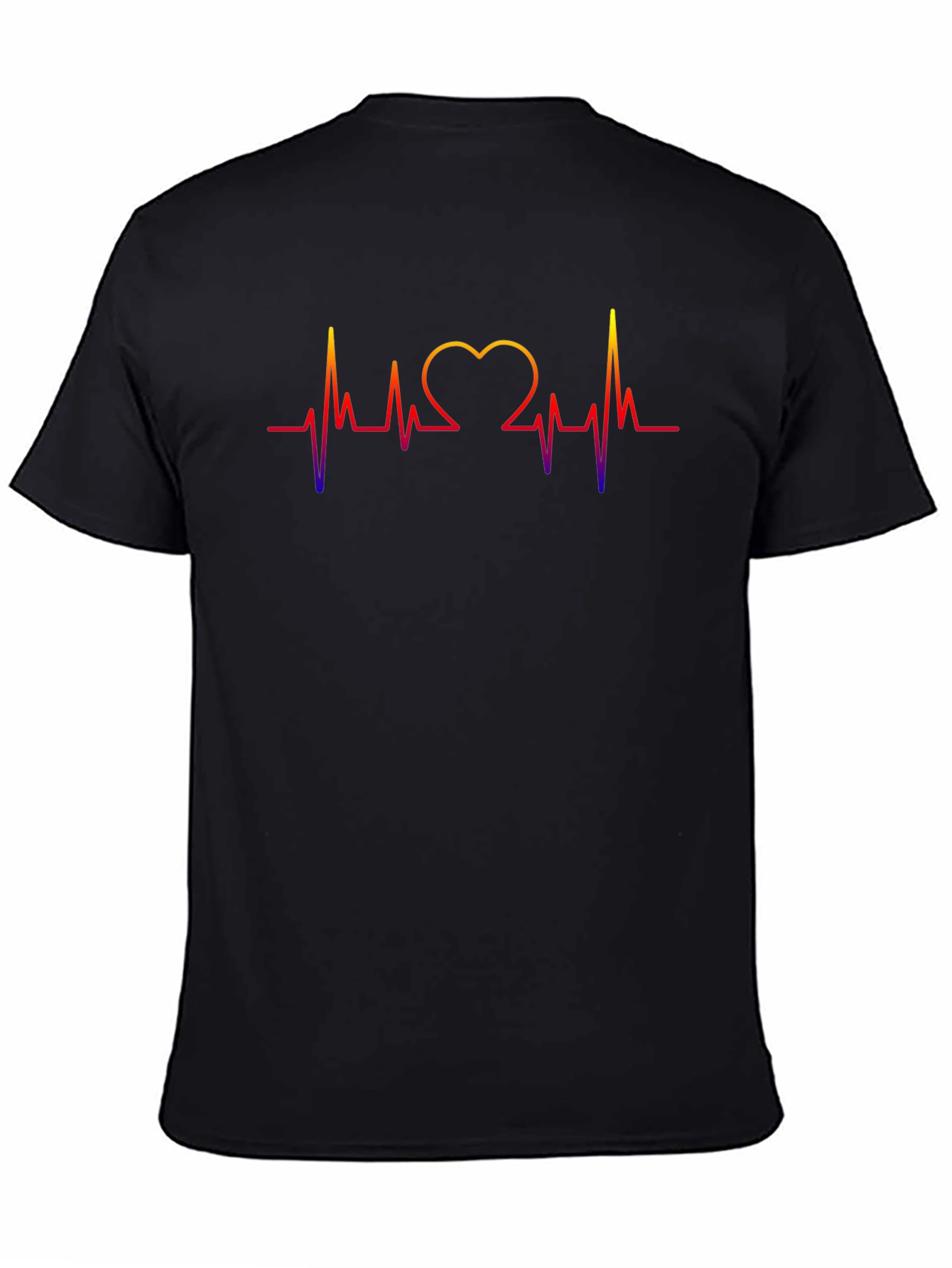 Heartbeat Heart Love Graphic Mens Black T-Shirt