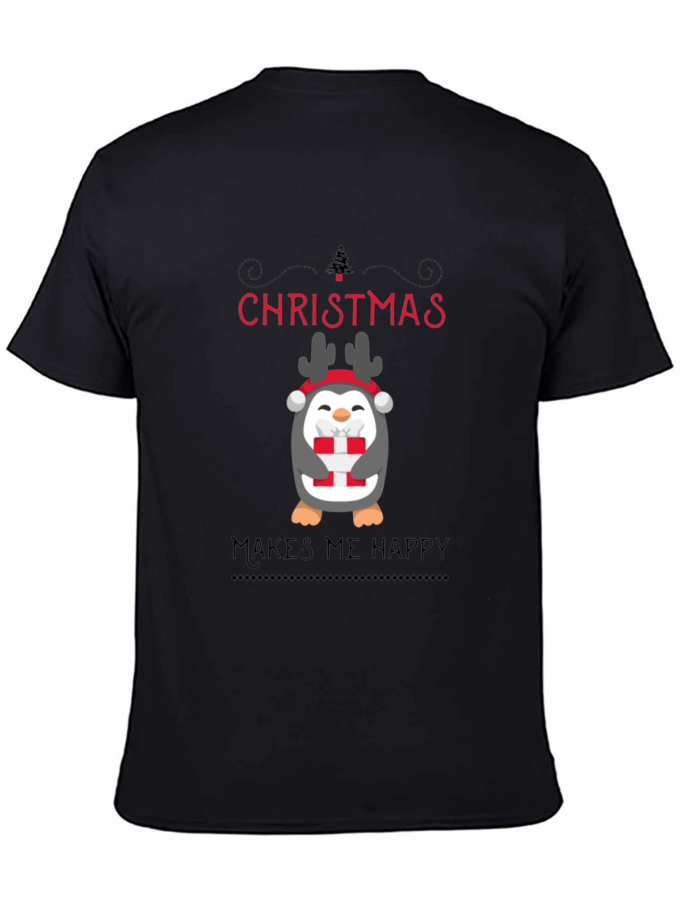 Christmas Penguin Makes Me Happy T-Shirt