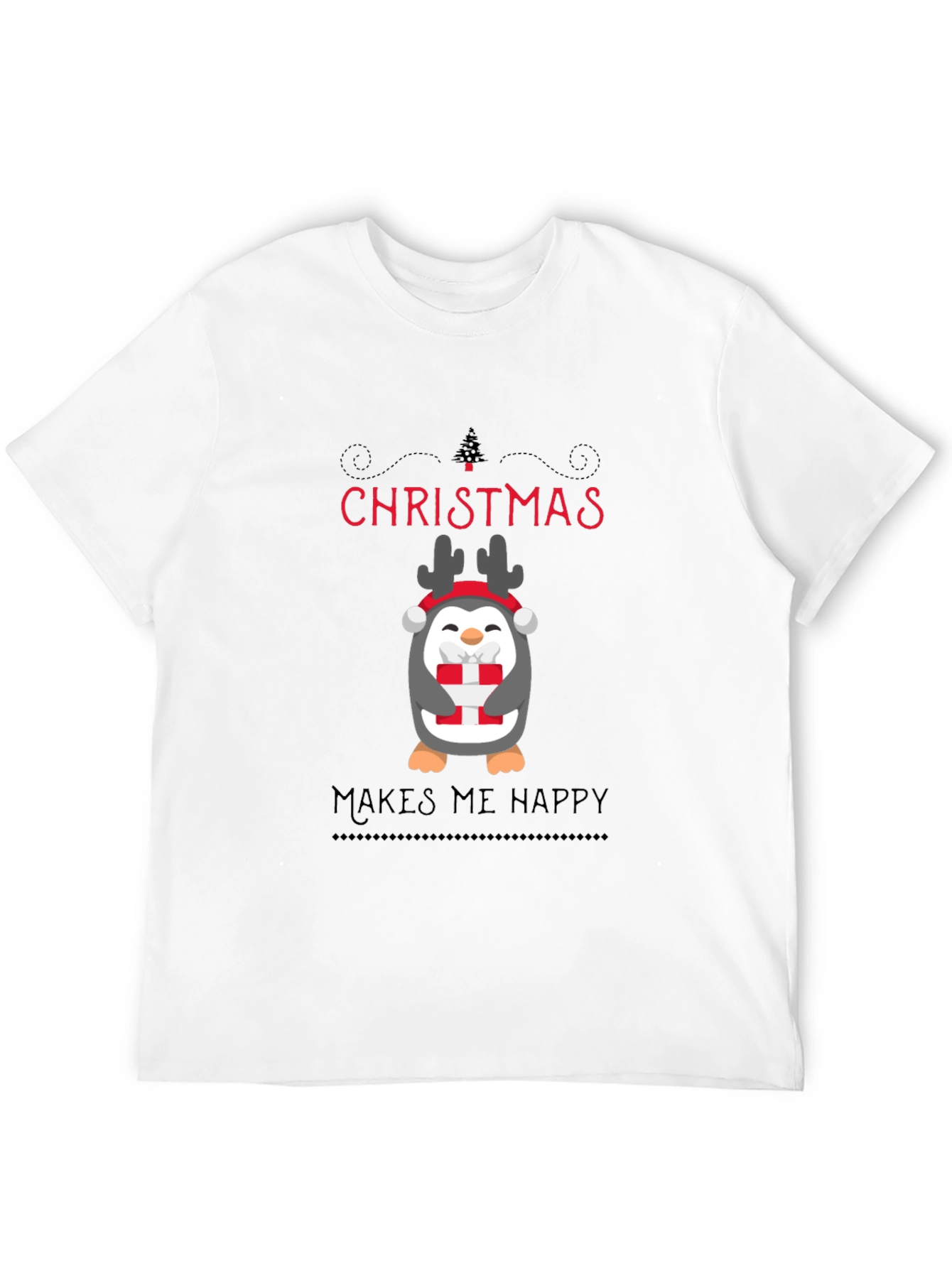 Christmas Penguin Makes Me Happy T-Shirt
