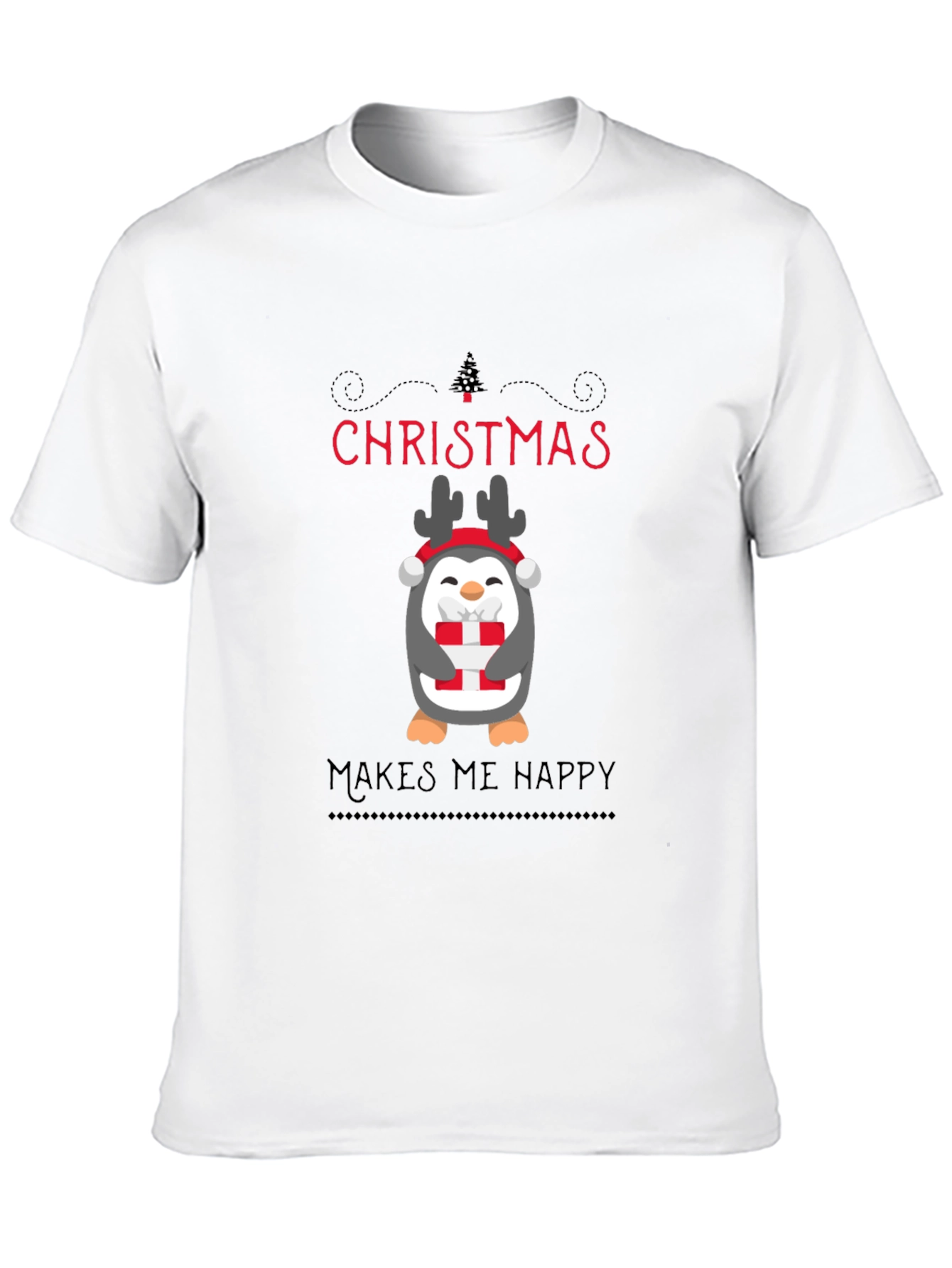 Christmas Penguin Makes Me Happy T-Shirt