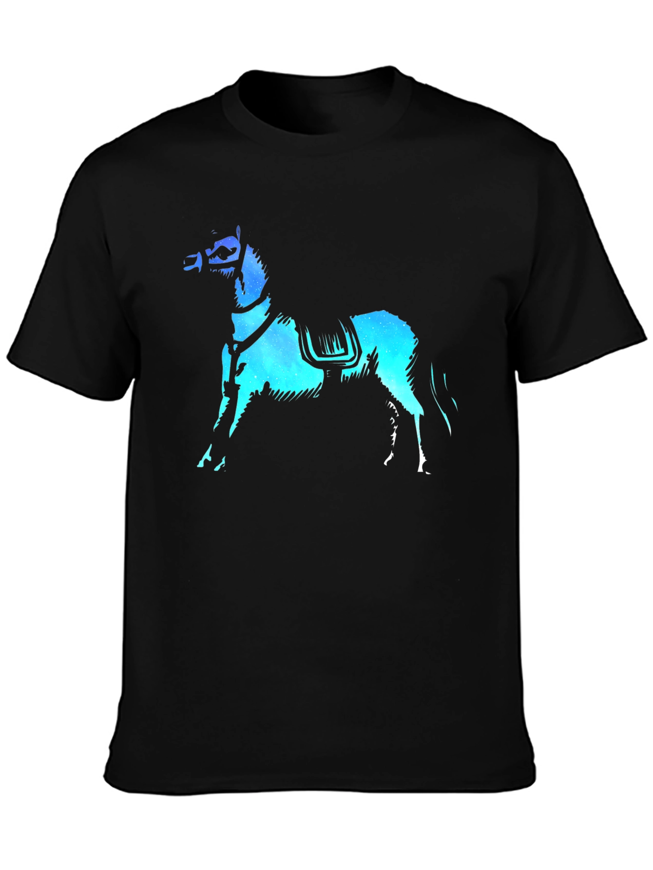 Black T-Shirt with Galaxy Horse Design