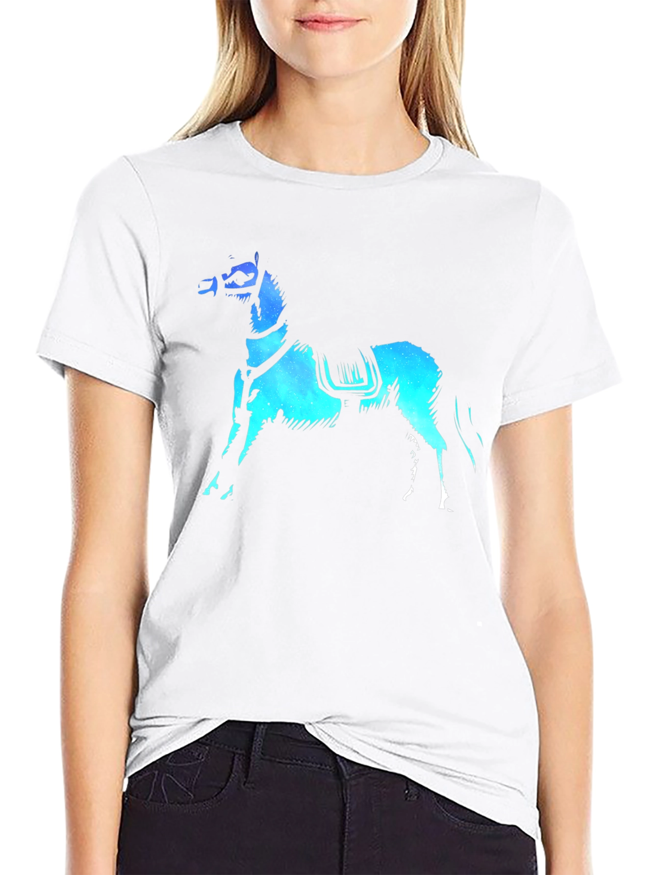 Black T-Shirt with Galaxy Horse Design