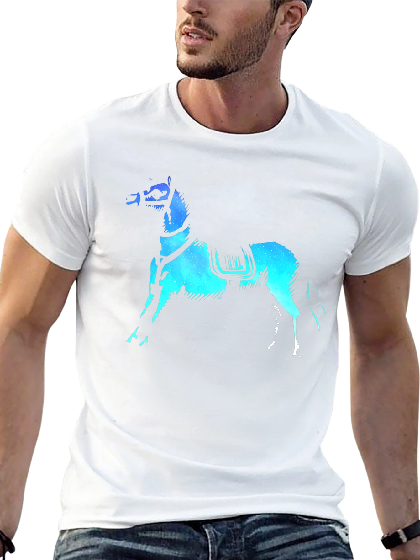 Black T-Shirt with Galaxy Horse Design