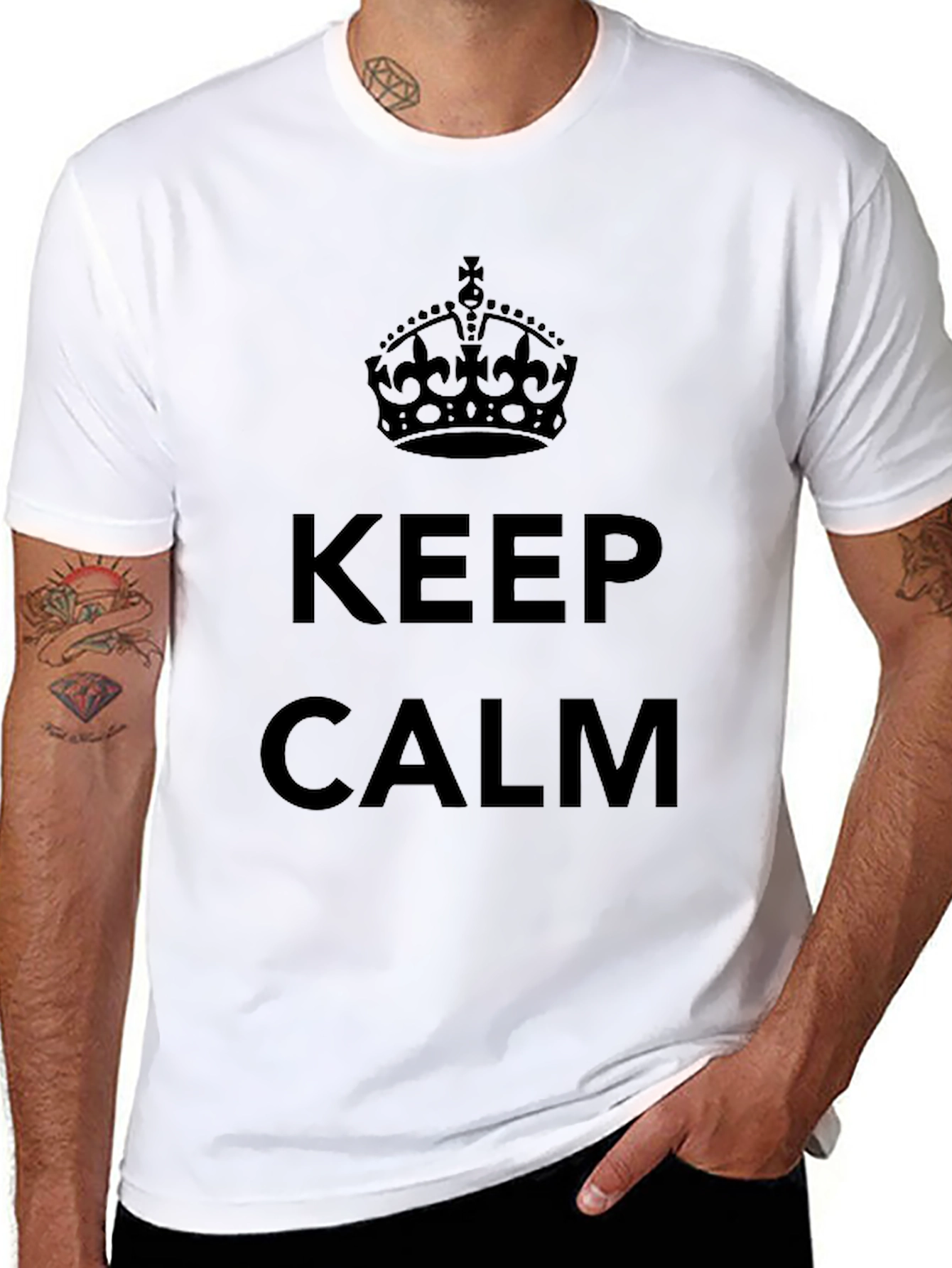 Keep Calm Crown Graphic T-Shirt - Black