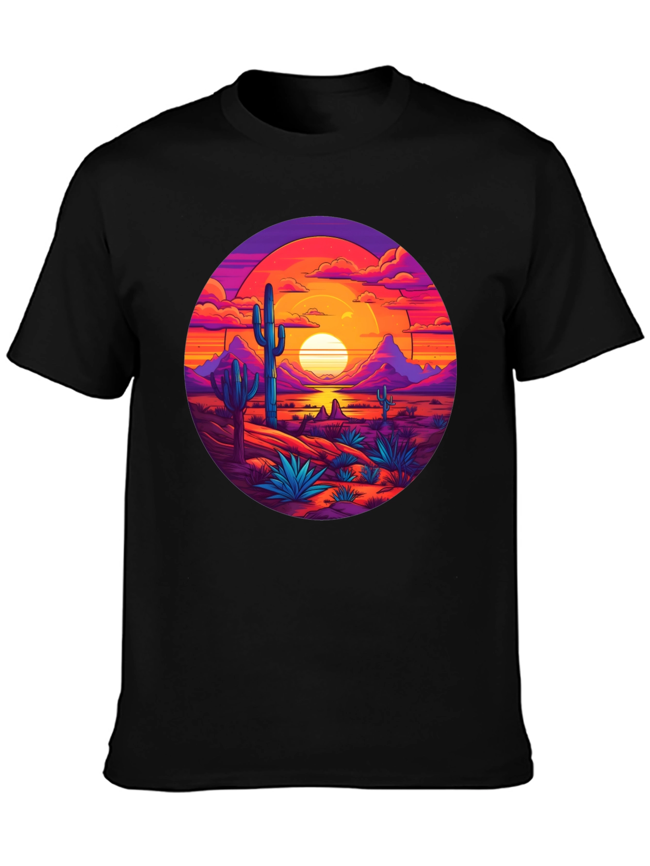 Desert Sunset Graphic Tee - Mens Black T-Shirt