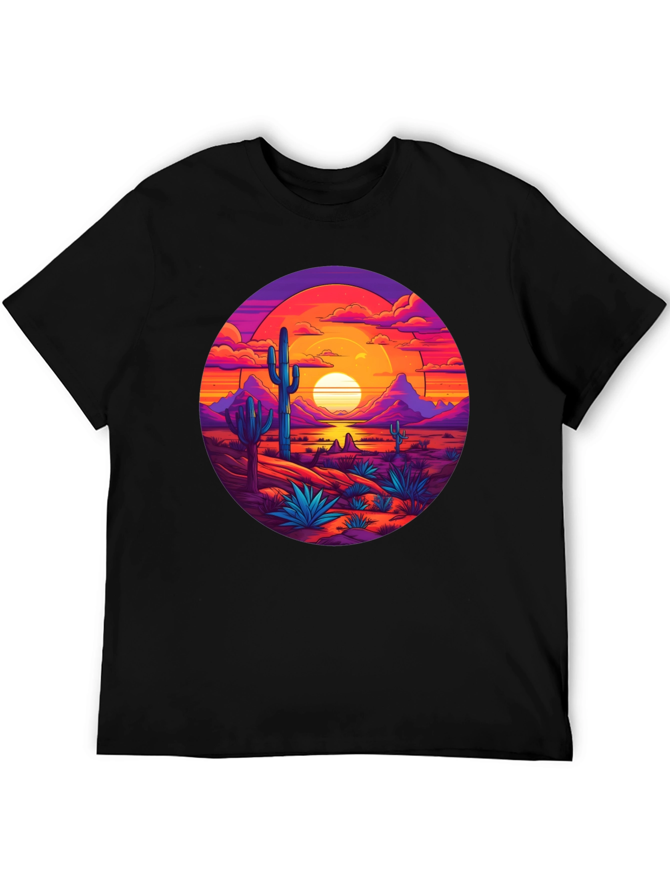 Desert Sunset Graphic Tee - Mens Black T-Shirt