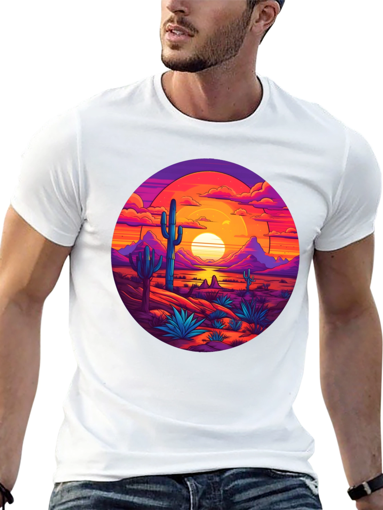 Desert Sunset Graphic Tee - Mens Black T-Shirt
