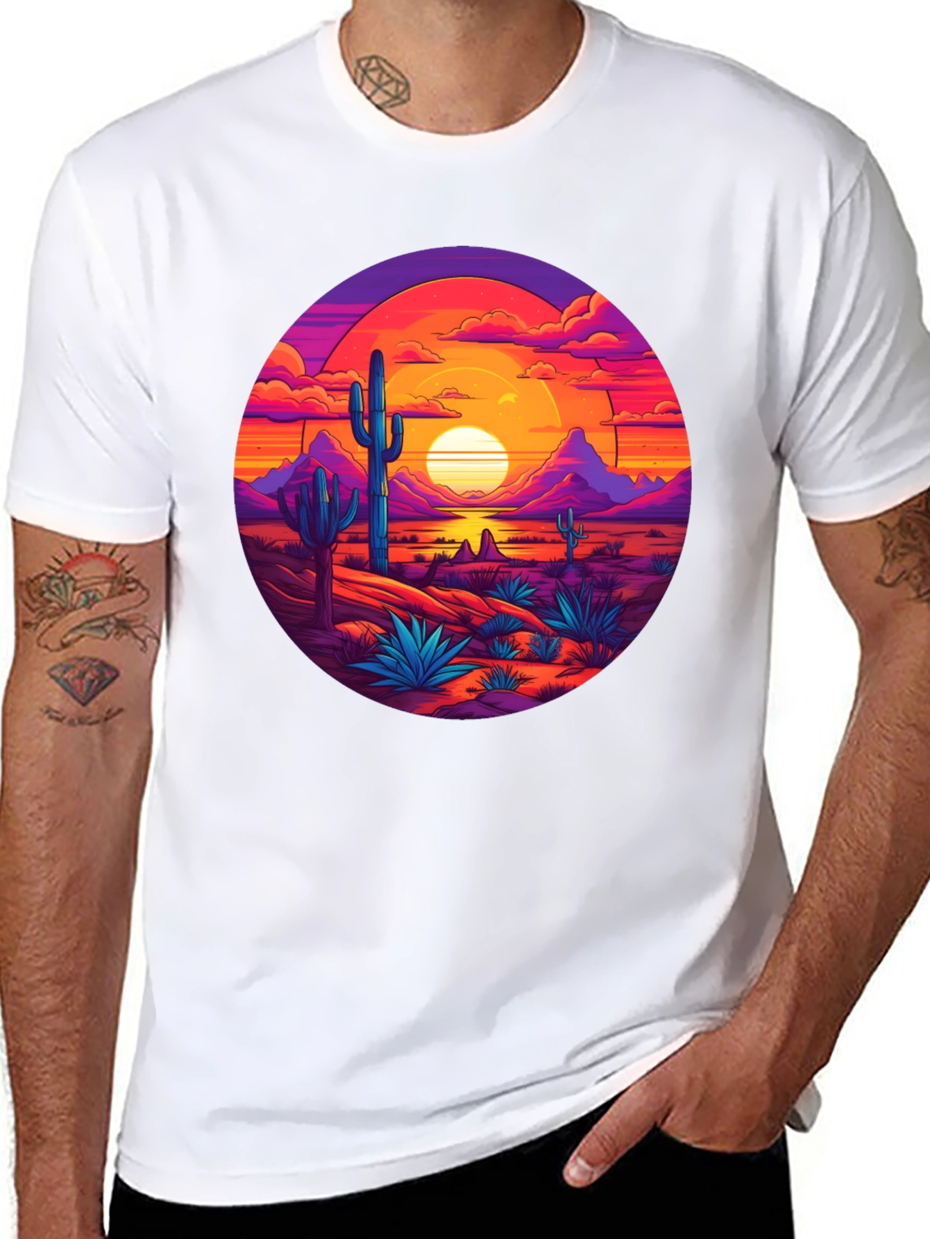 Desert Sunset Graphic Tee - Mens Black T-Shirt