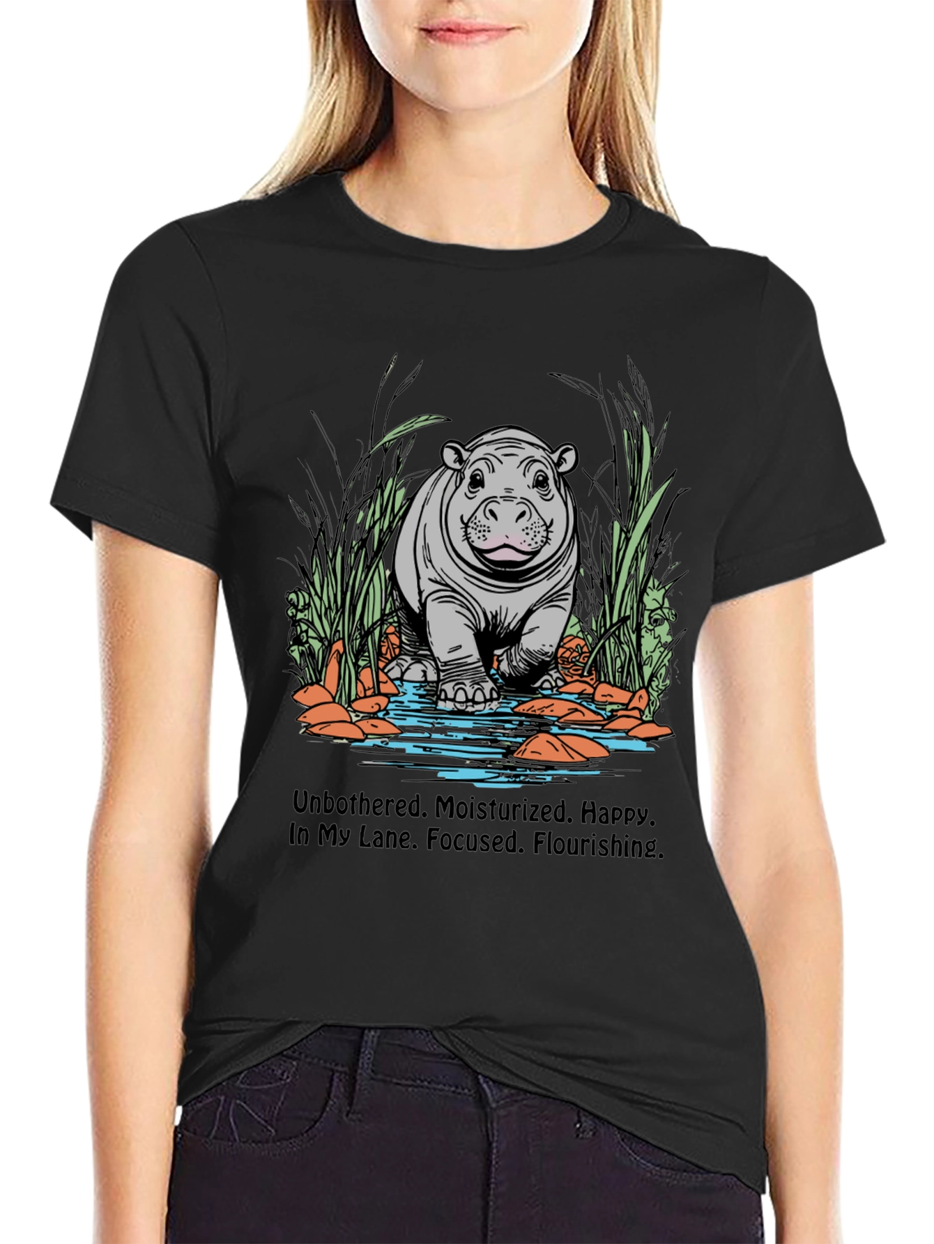 Hippo Motivation Black T-Shirt