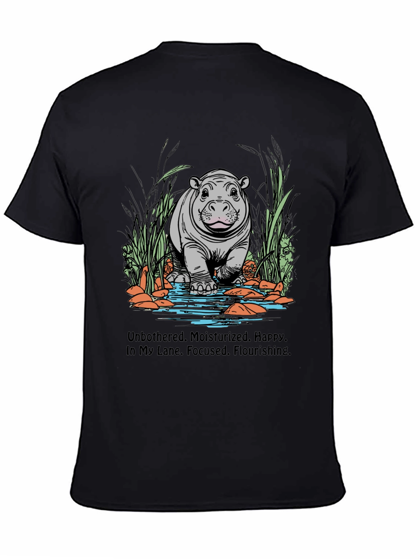 Hippo Motivation Black T-Shirt