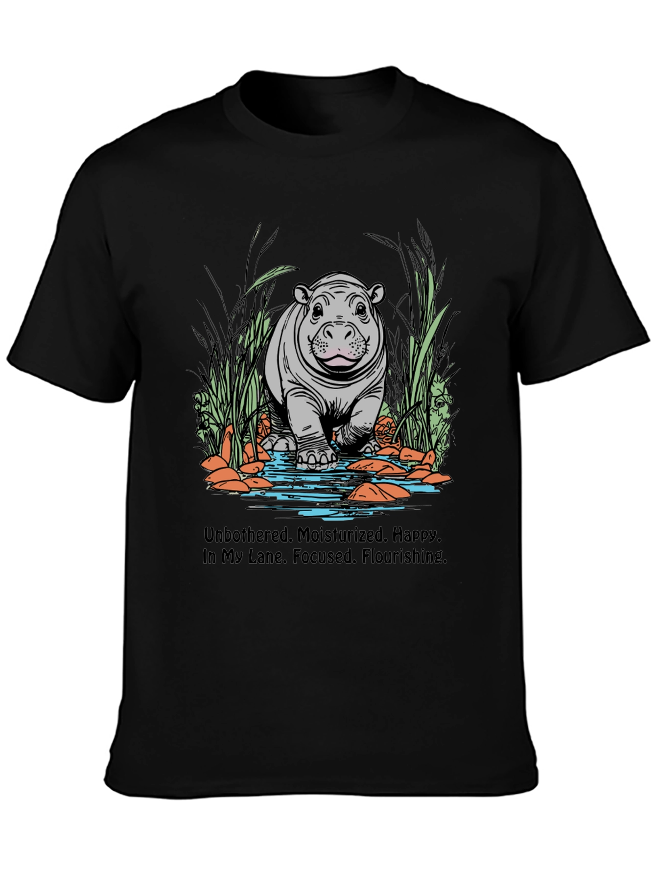 Hippo Motivation Black T-Shirt