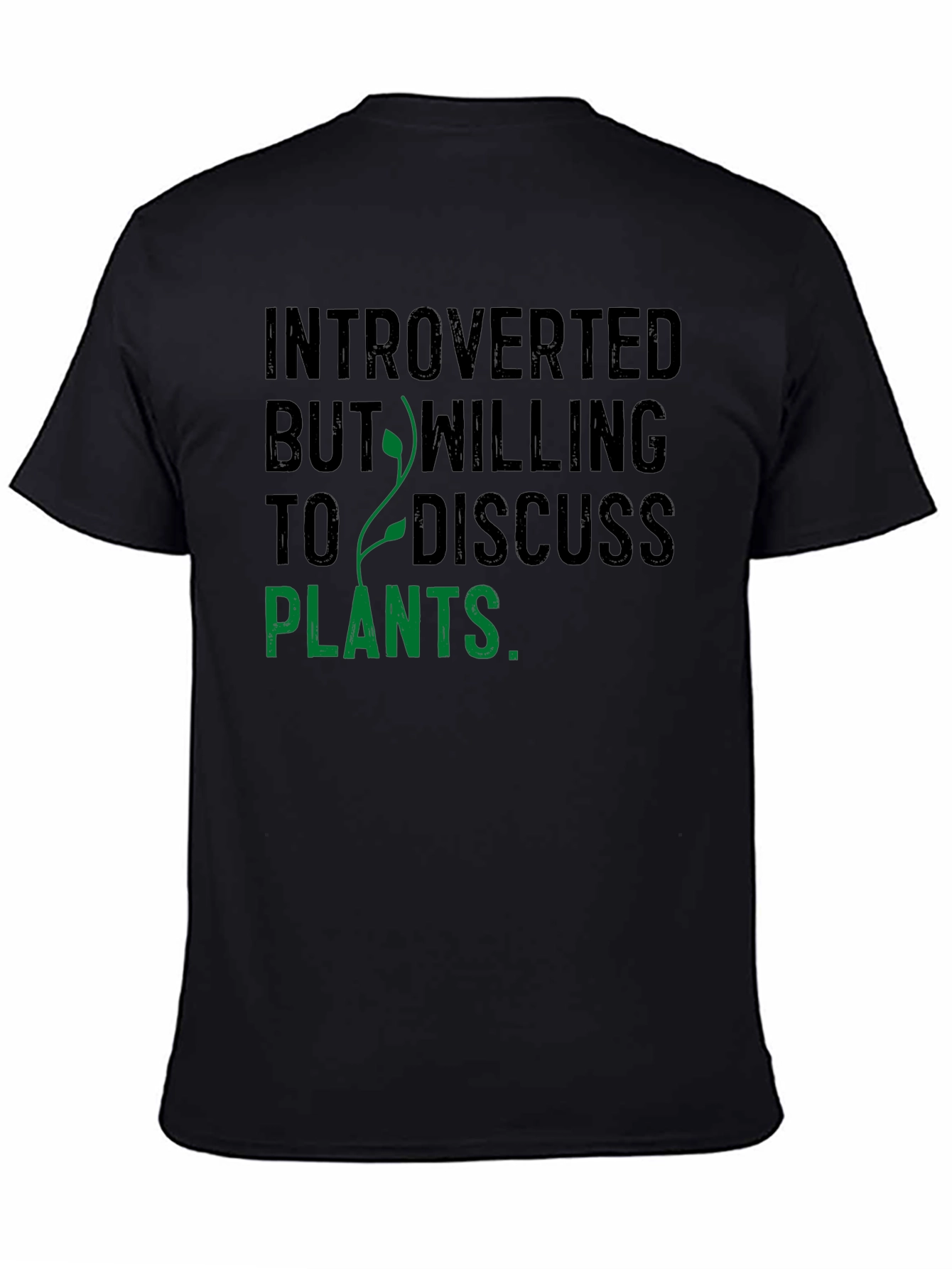 Introverted Plants Graphic Tee - Black Cotton Blend Shirt
