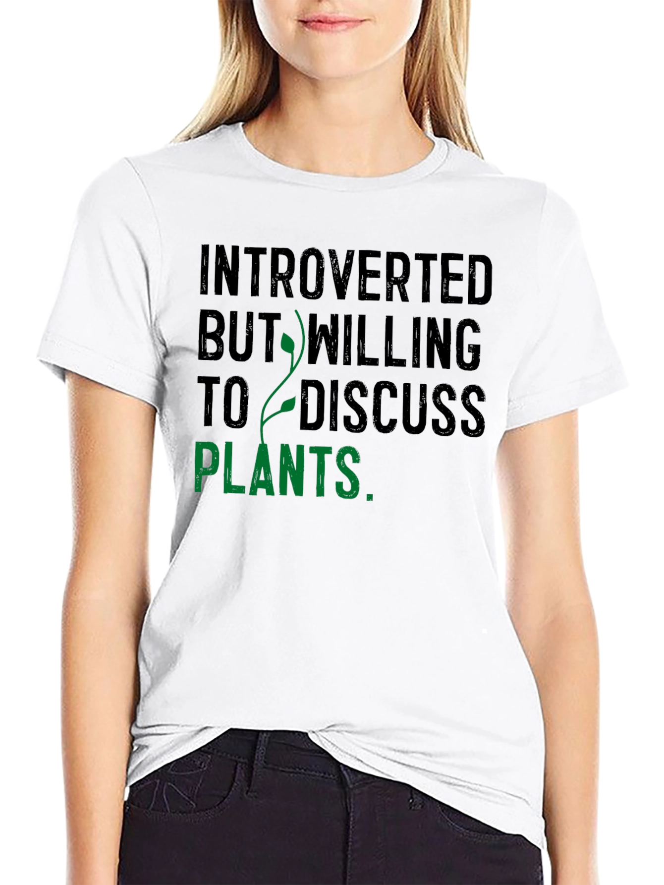 Introverted Plants Graphic Tee - Black Cotton Blend Shirt