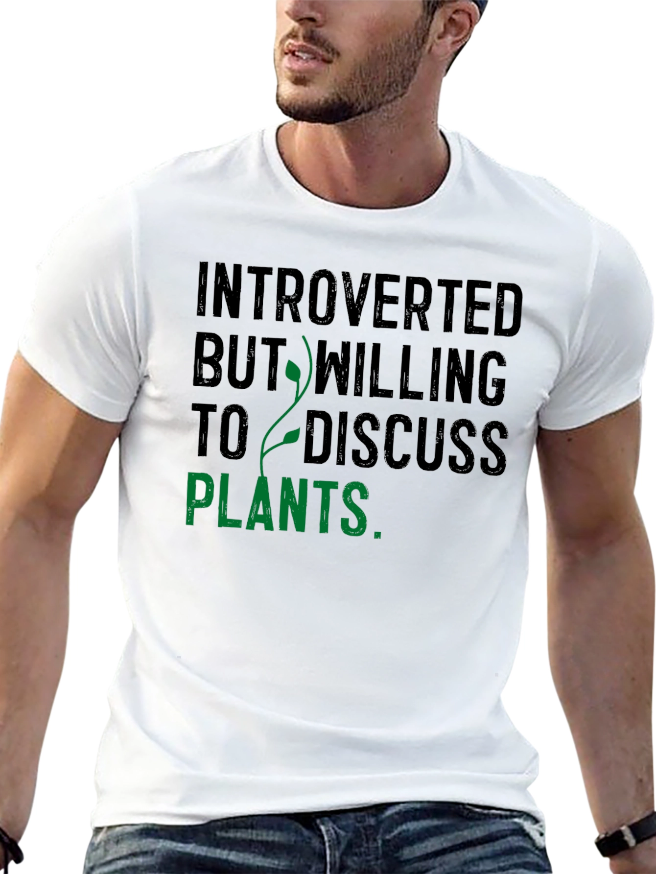 Introverted Plants Graphic Tee - Black Cotton Blend Shirt