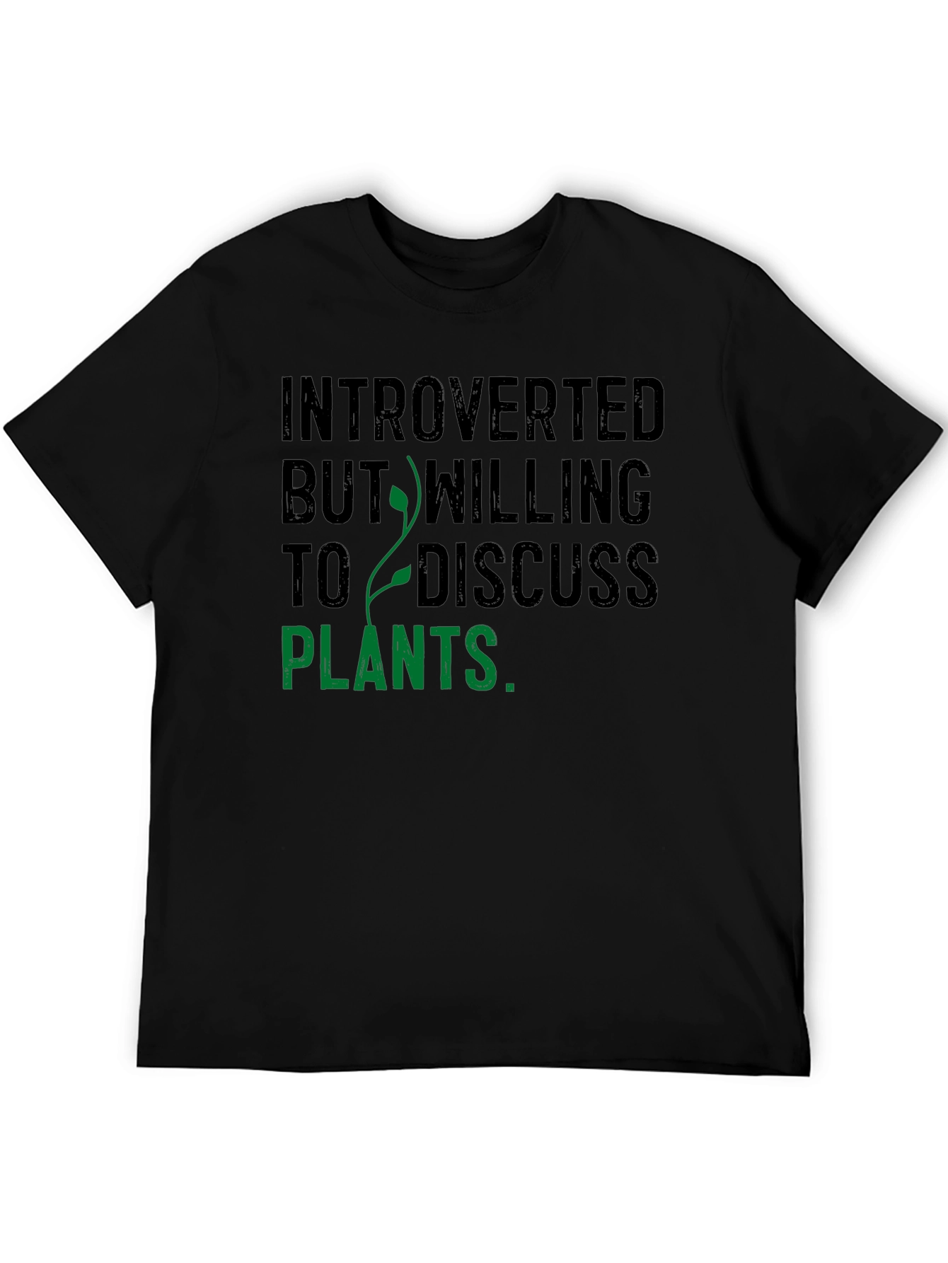 Introverted Plants Graphic Tee - Black Cotton Blend Shirt