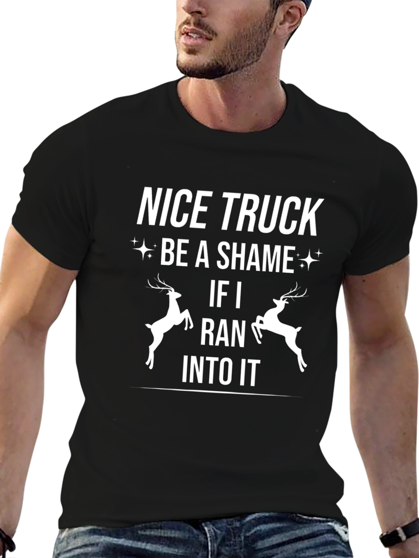 Nice Truck Deer Humor Graphic T-Shirt