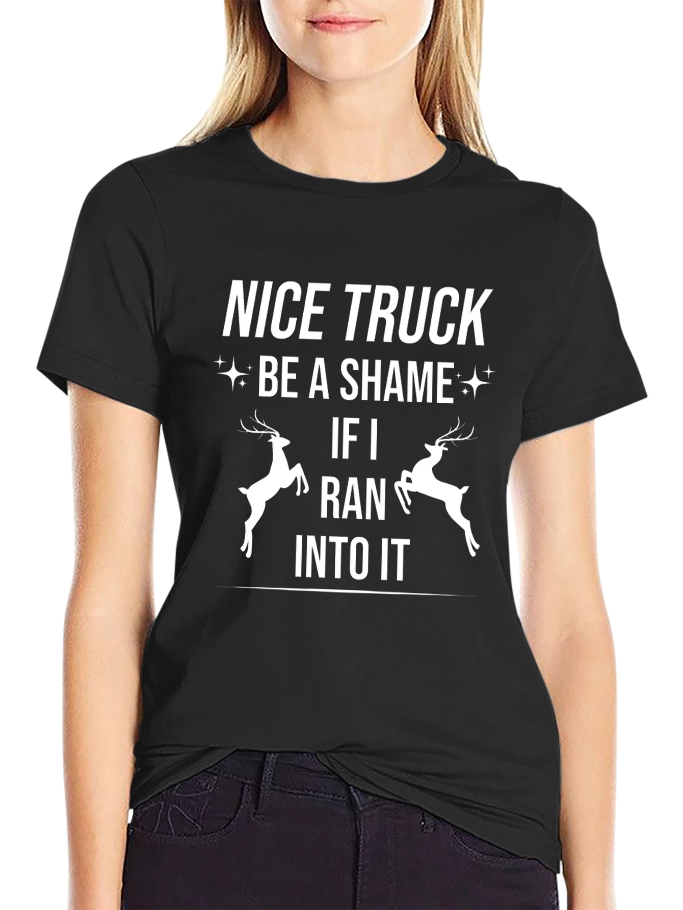 Nice Truck Deer Humor Graphic T-Shirt