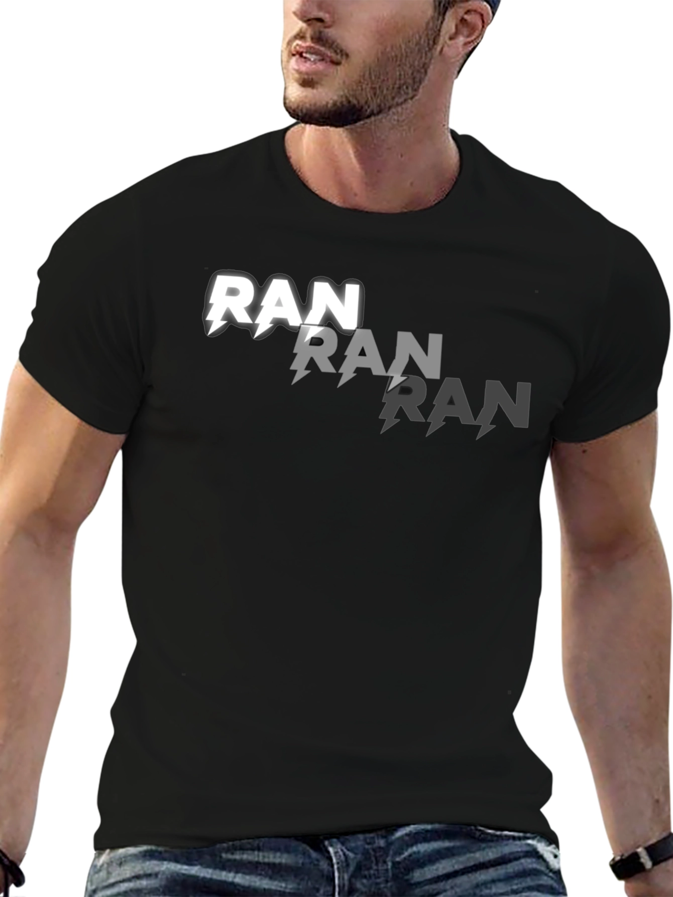 Cool Graphic Tee - Ran with Lightning Bolt Detail
