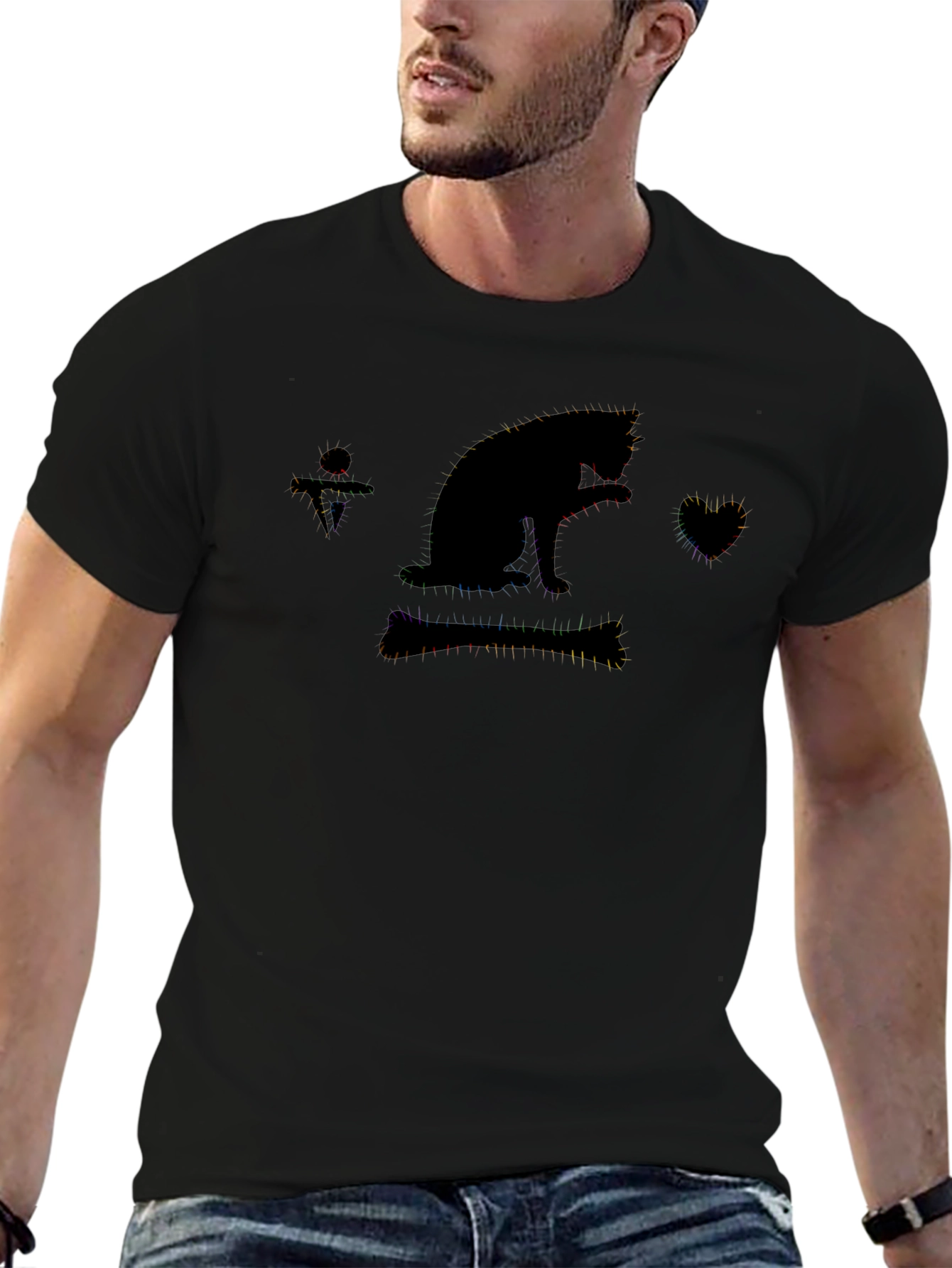 Cat Bone Heart T-Shirt - Unique Design