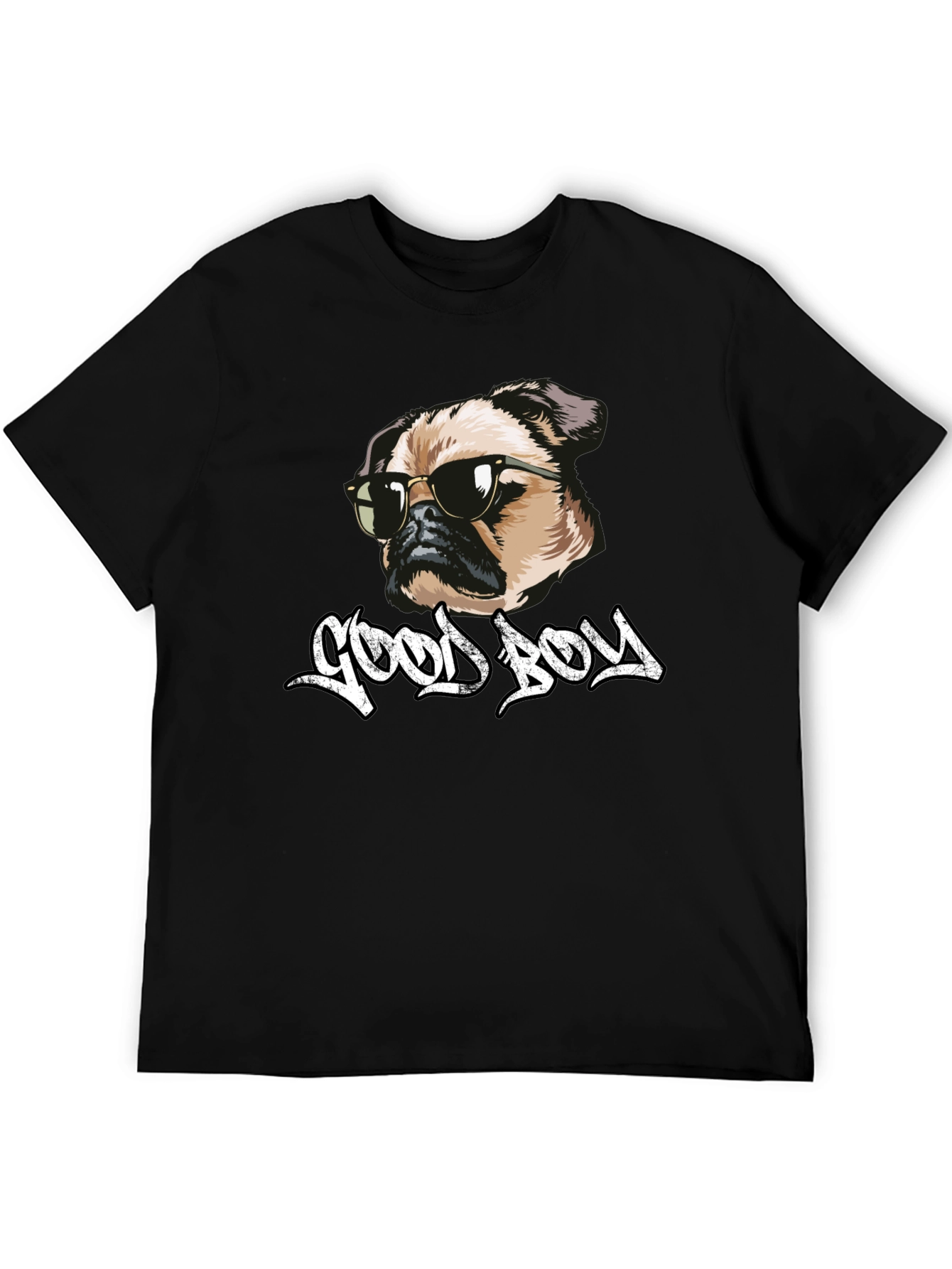 Cool Pug Good Boy Black T-Shirt