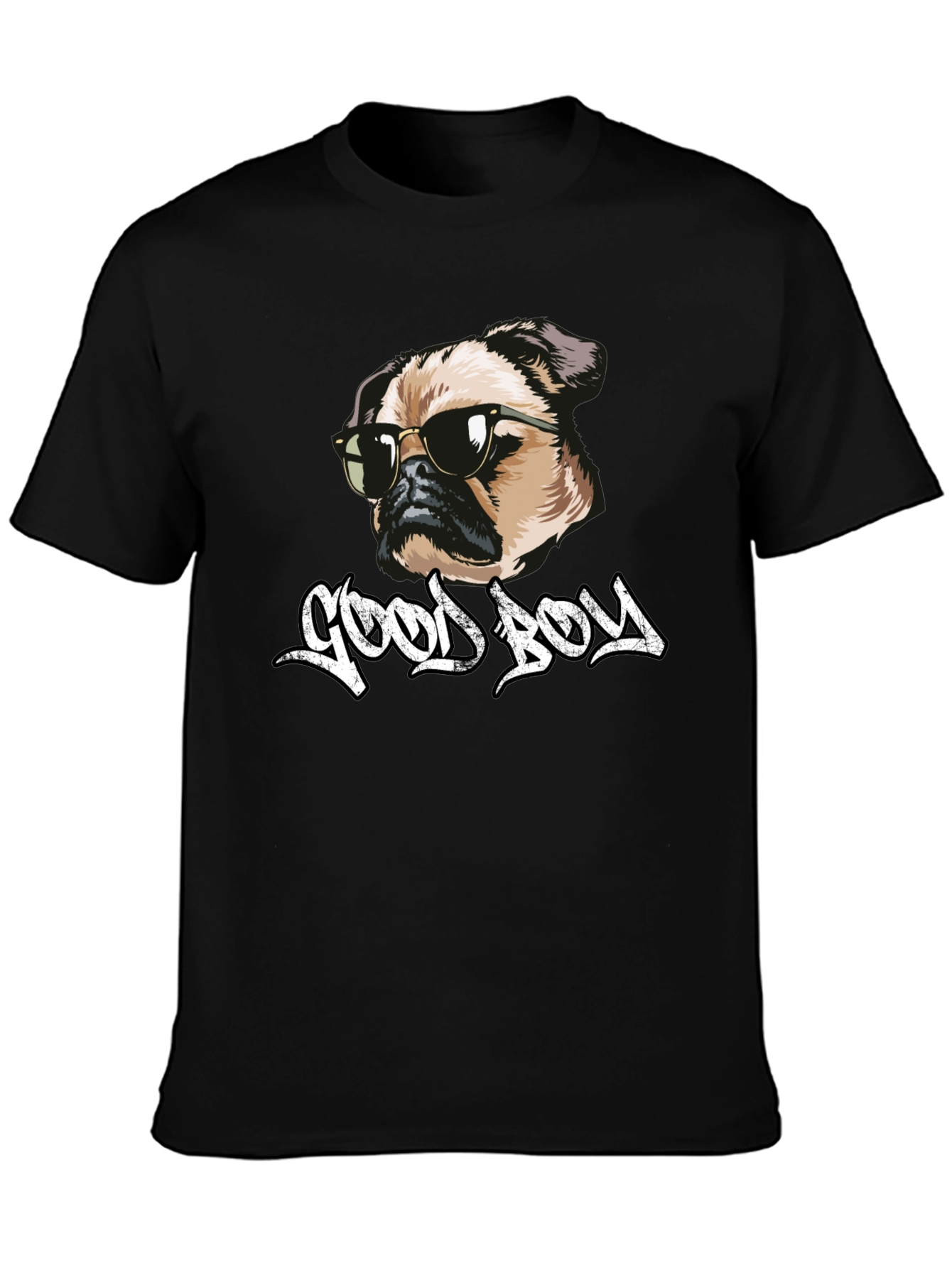 Cool Pug Good Boy Black T-Shirt