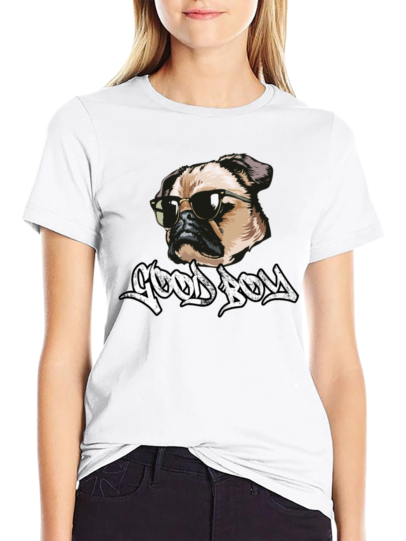 Cool Pug Good Boy Black T-Shirt