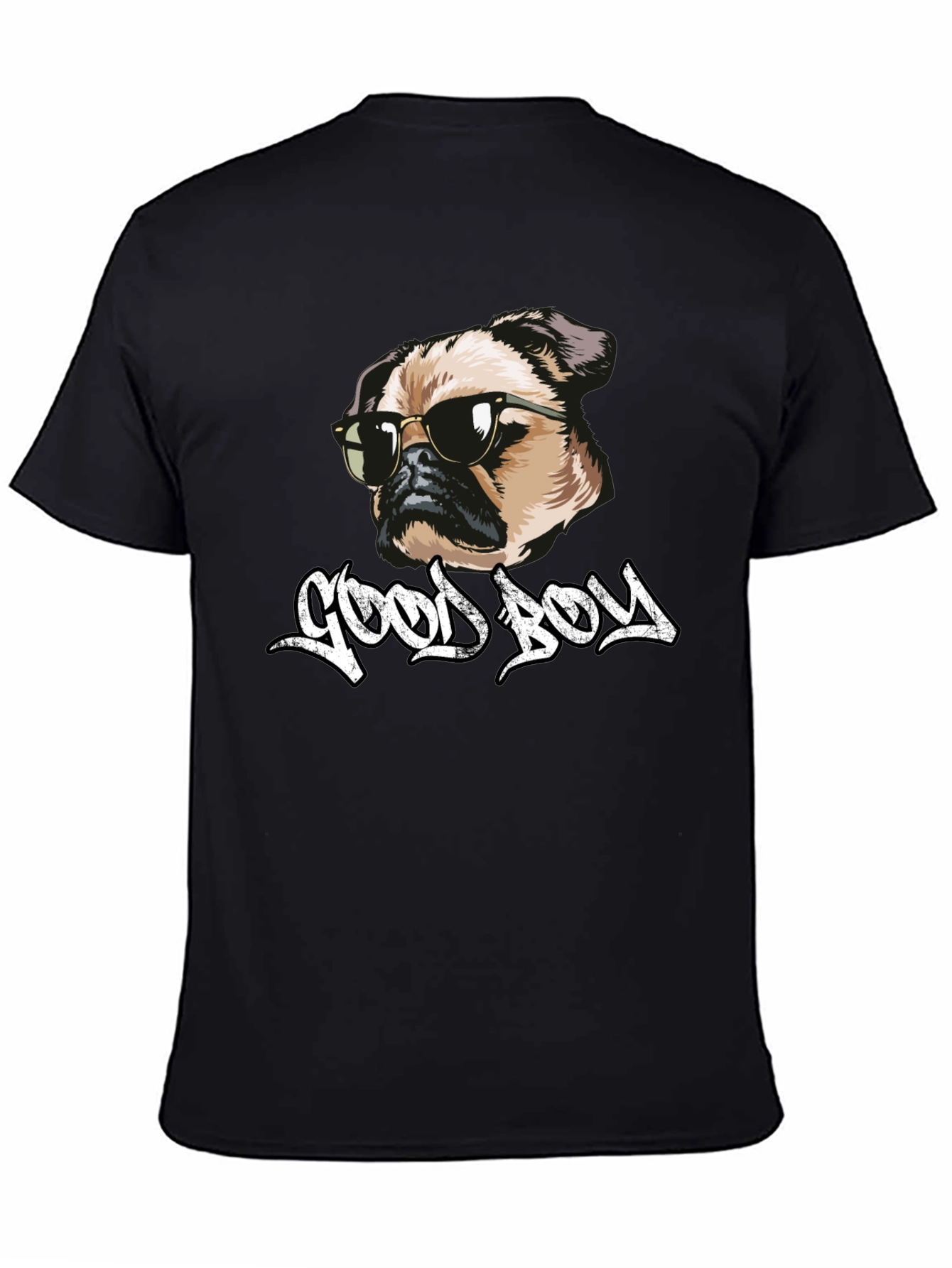 Cool Pug Good Boy Black T-Shirt