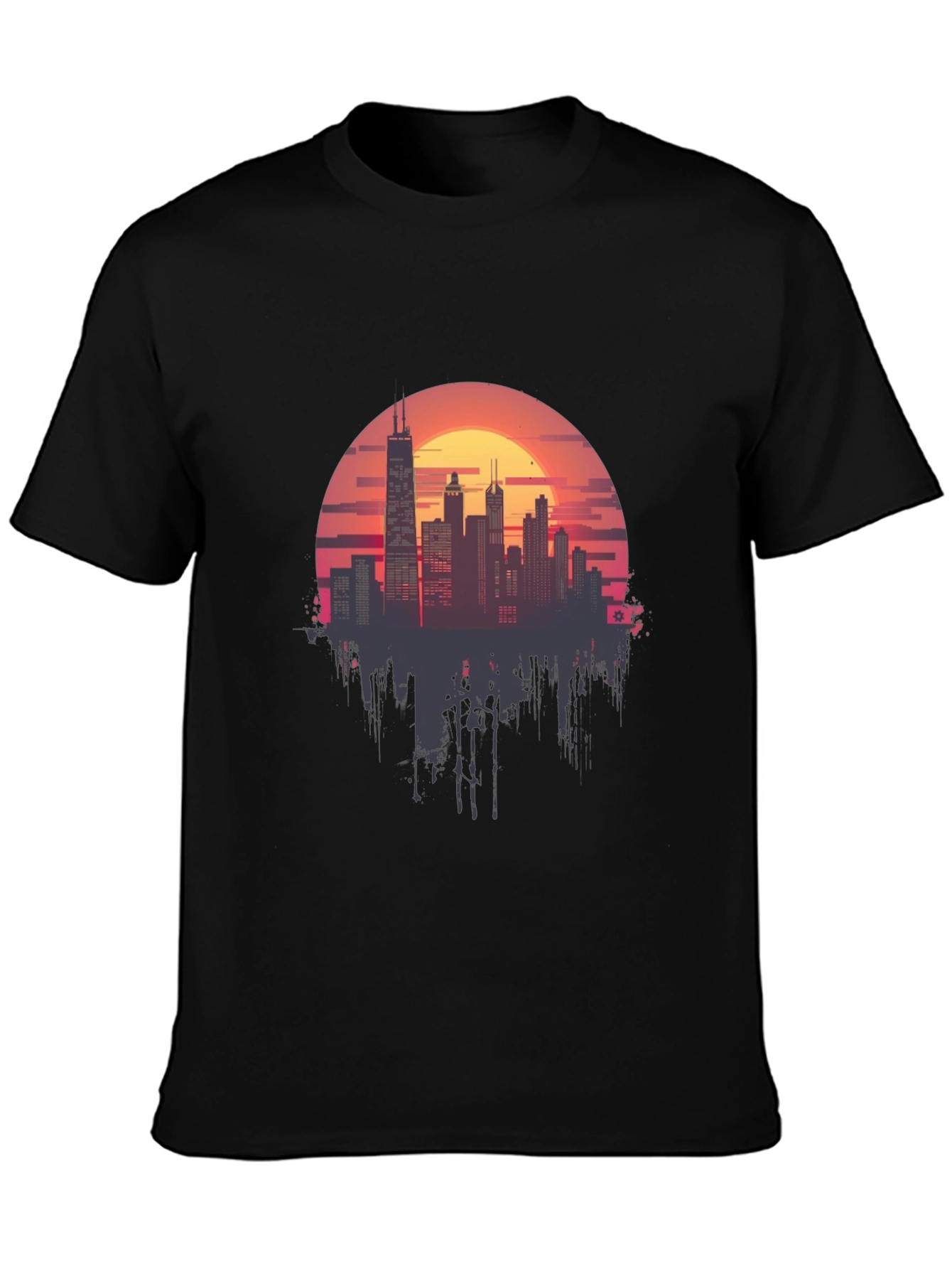Sunset Cityscape Graphic Tee - Retro Style