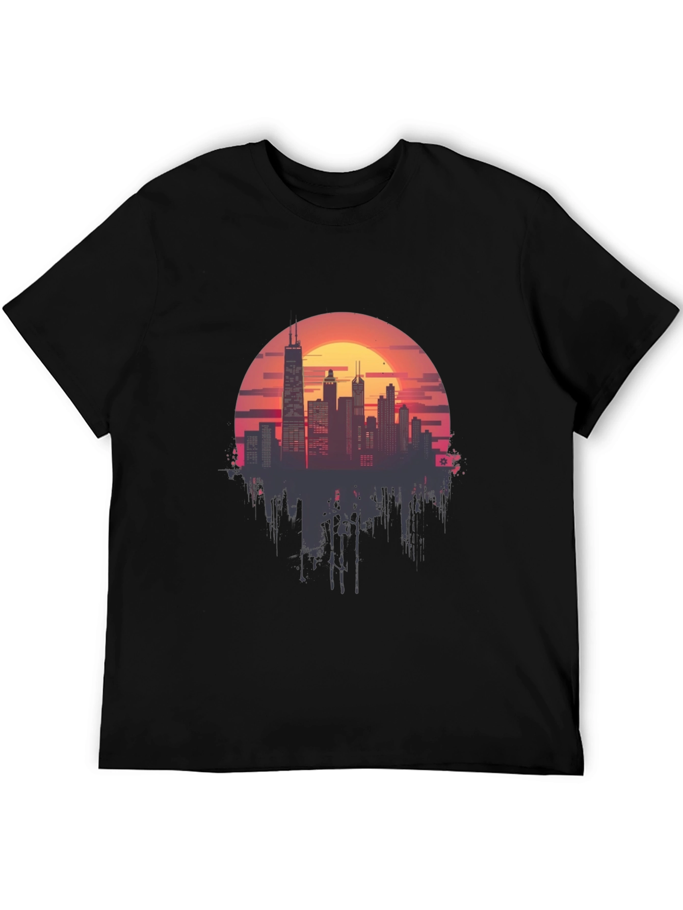 Sunset Cityscape Graphic Tee - Retro Style