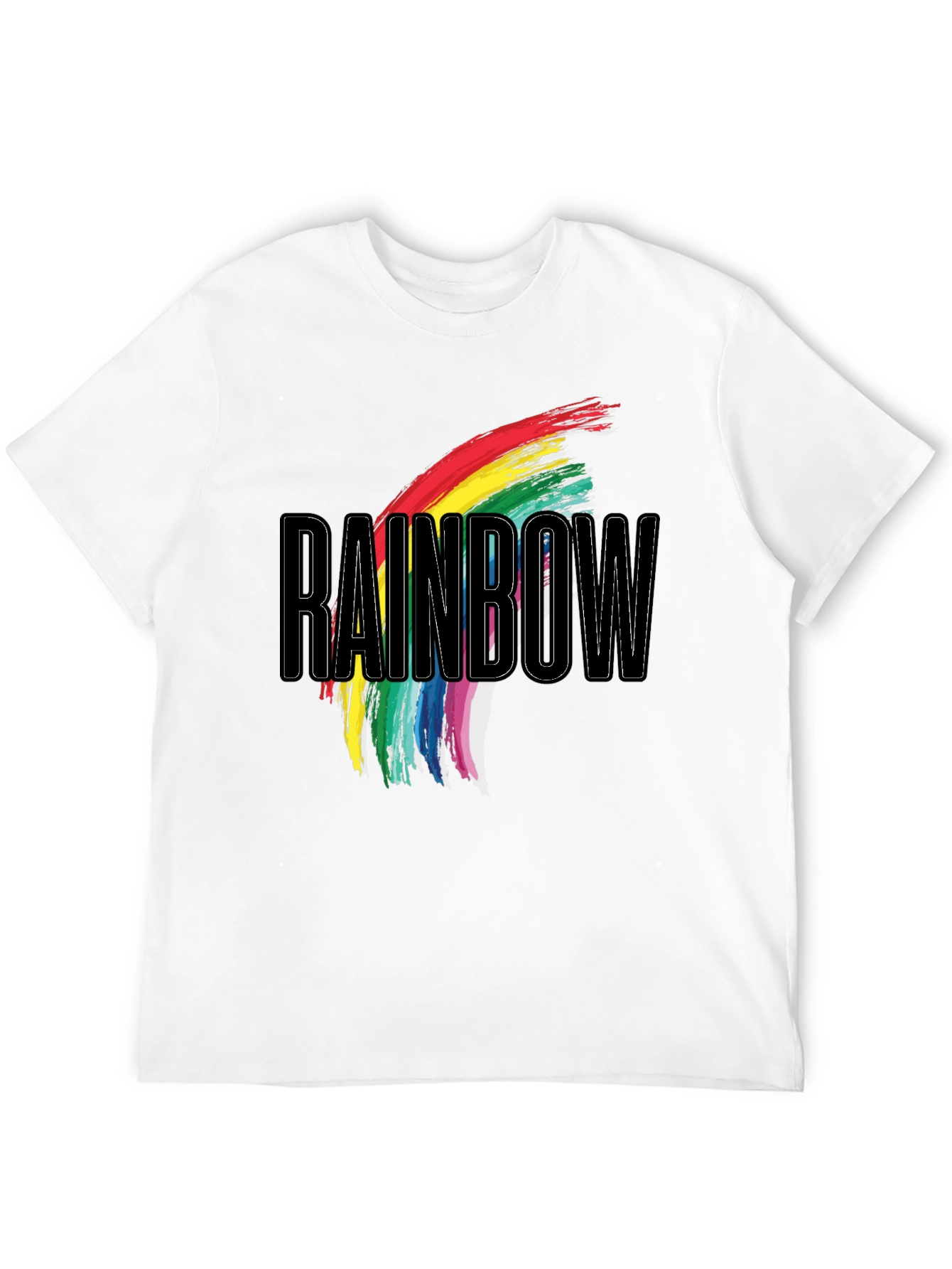 Rainbow Graphic Print Black T-Shirt