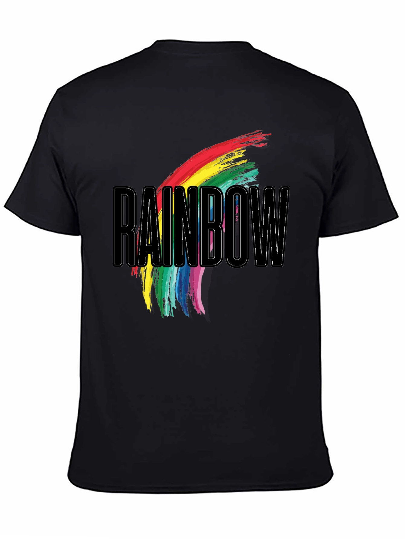 Rainbow Graphic Print Black T-Shirt
