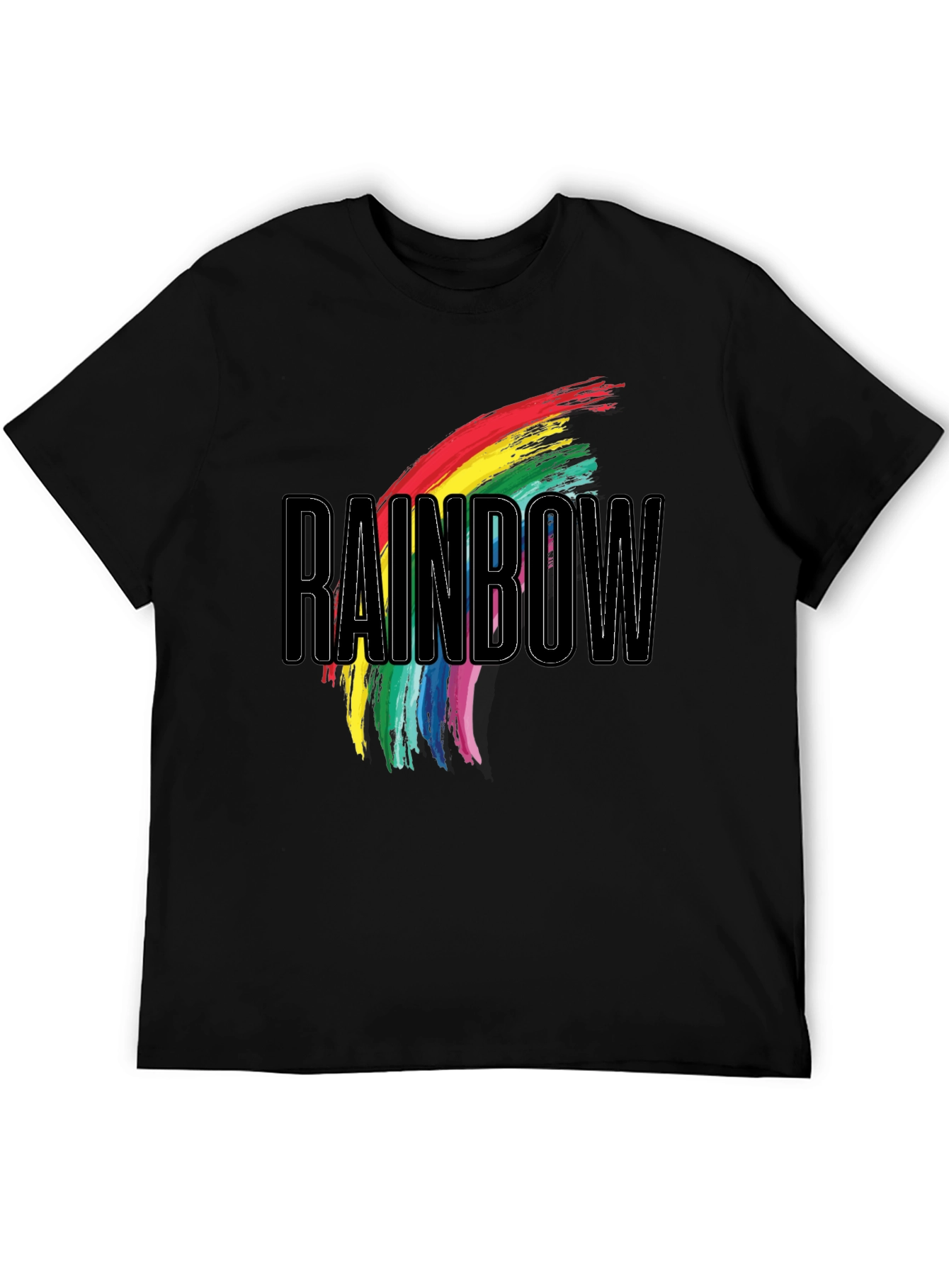 Rainbow Graphic Print Black T-Shirt