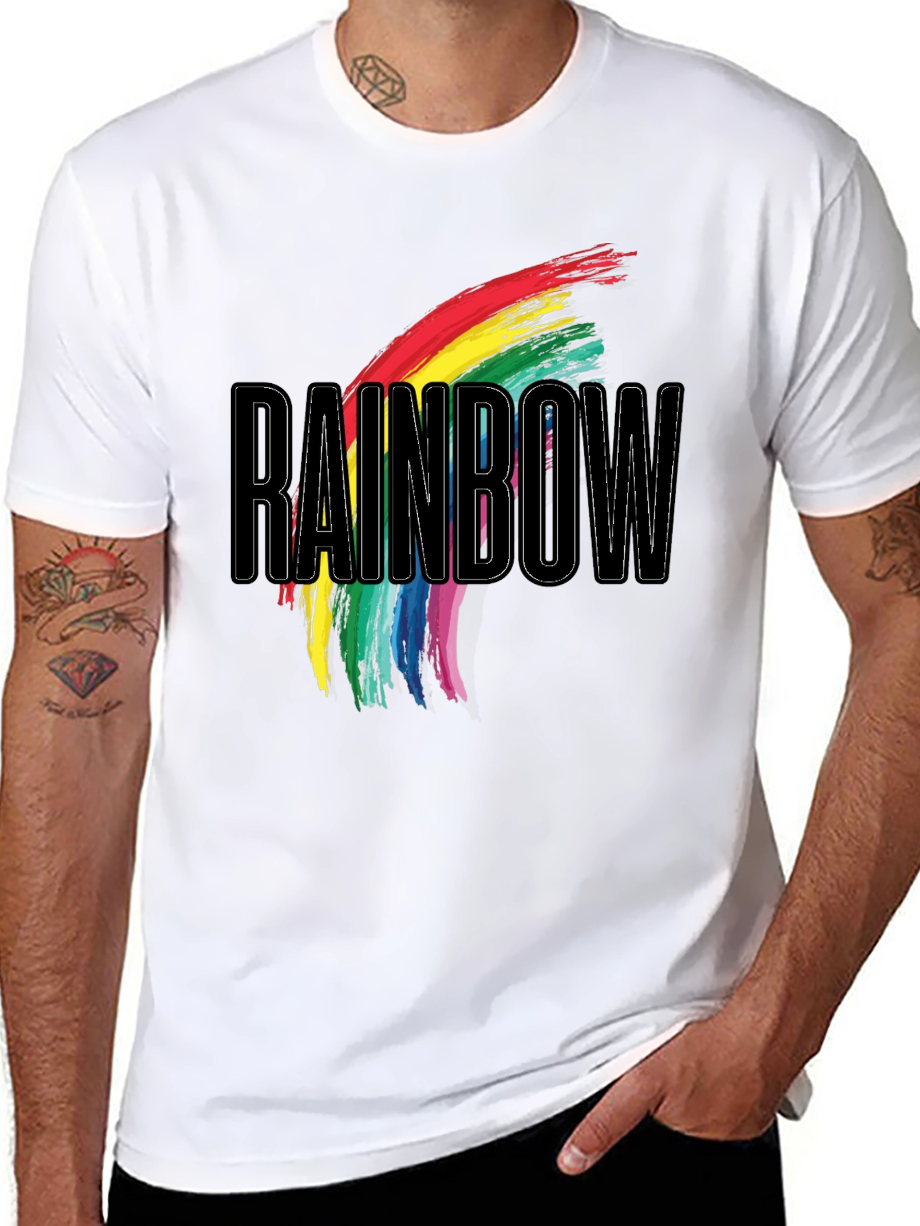 Rainbow Graphic Print Black T-Shirt
