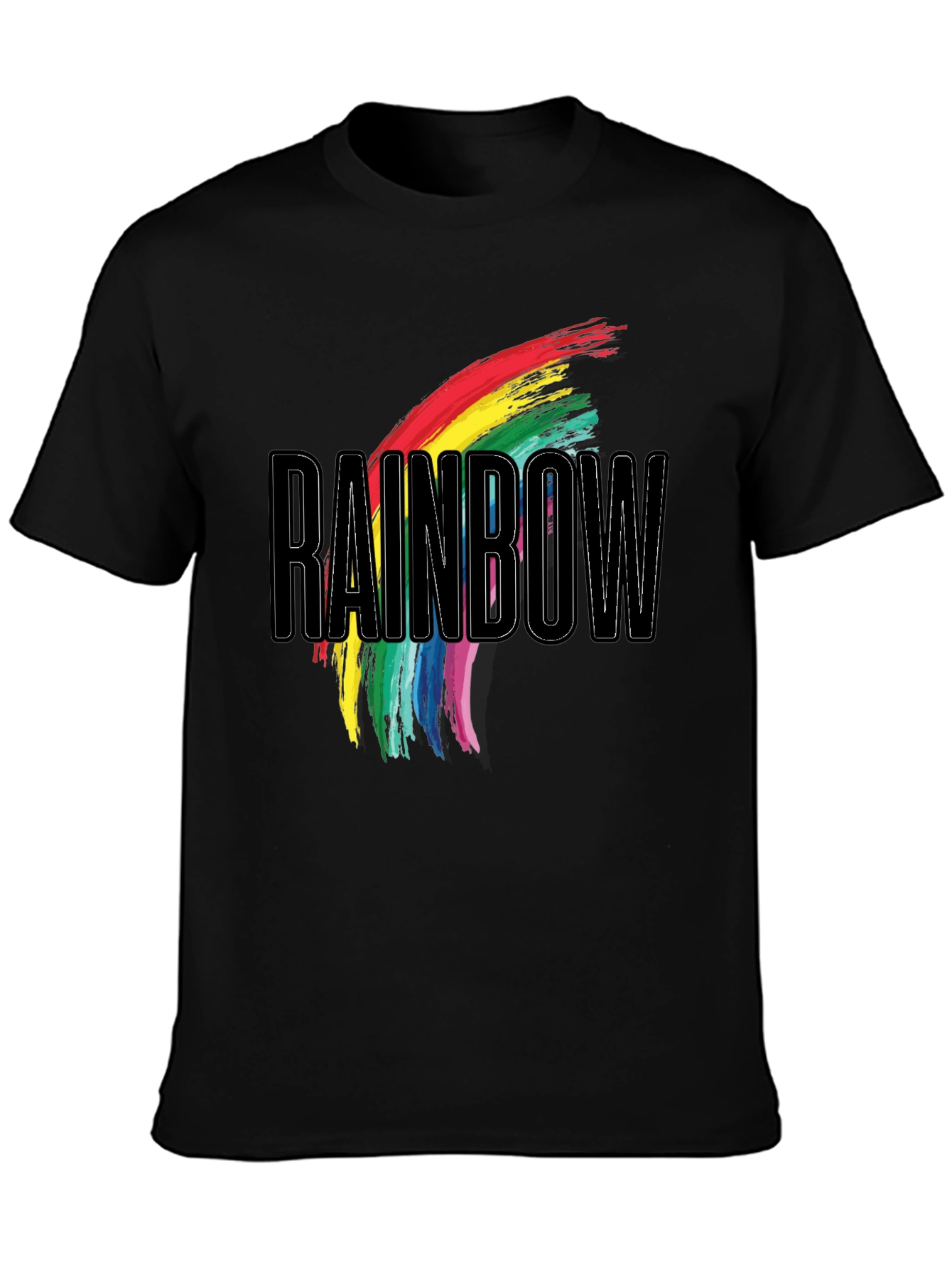Rainbow Graphic Print Black T-Shirt