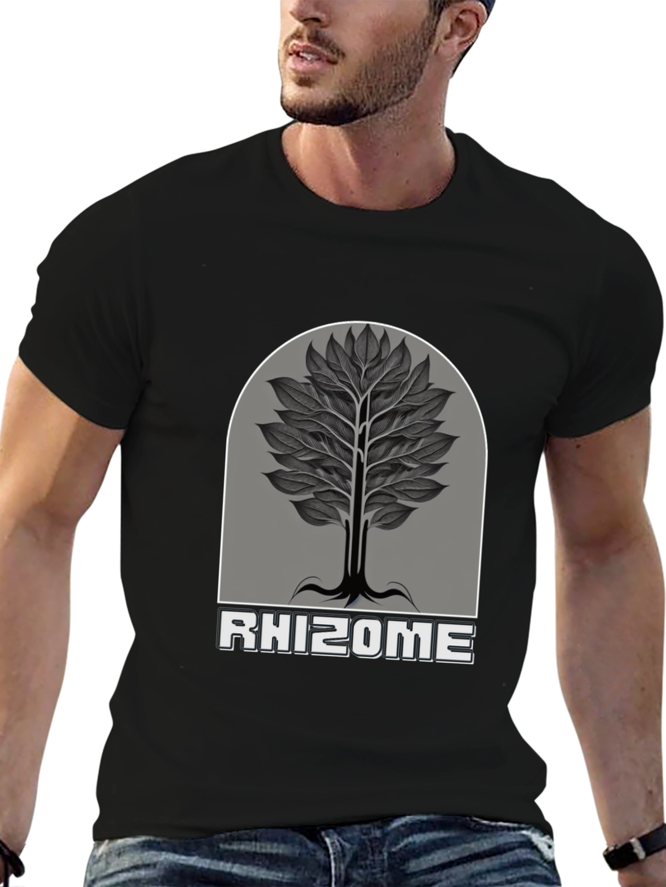 Rhizome Tree Graphic Print Black T-Shirt