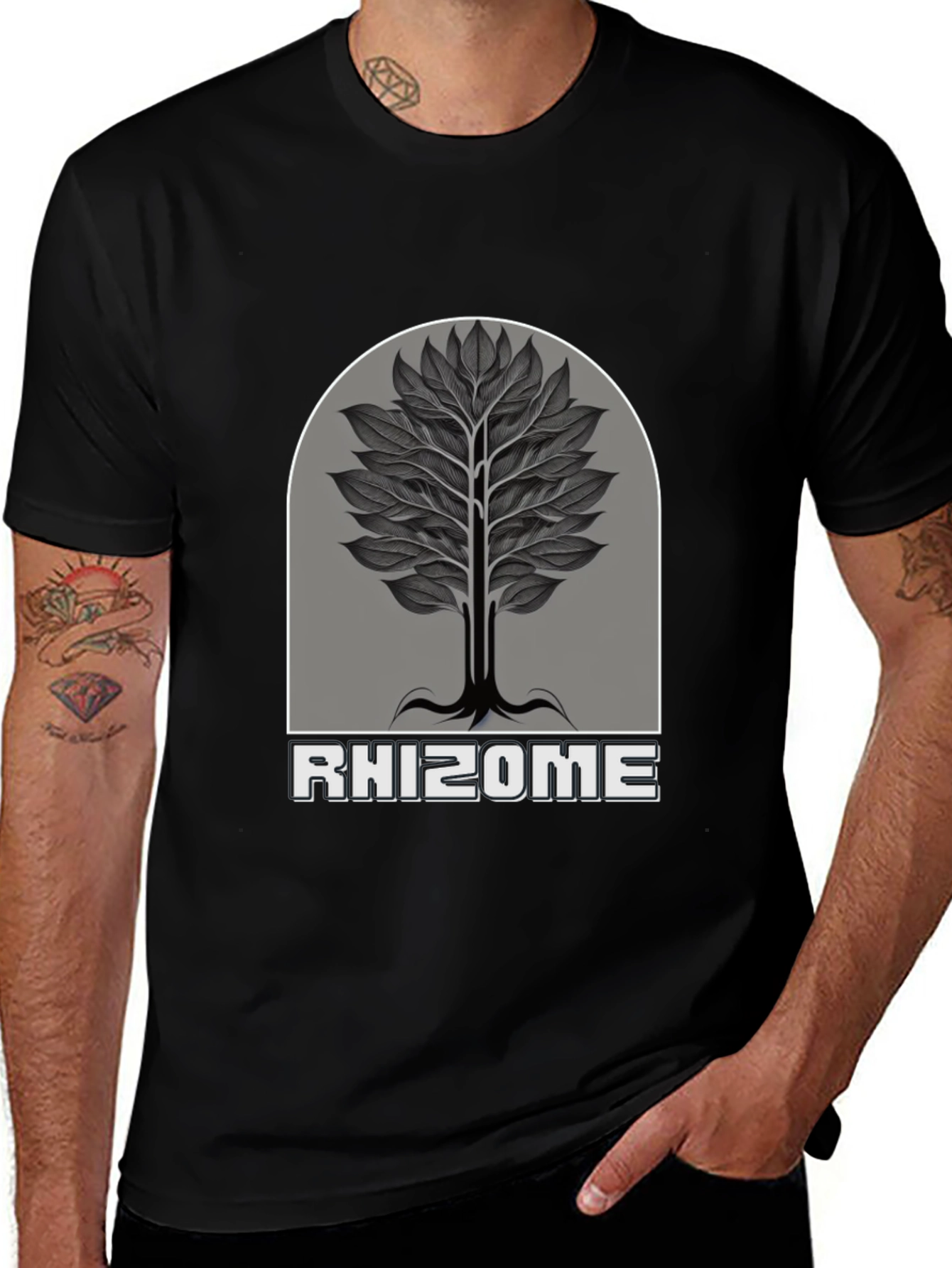 Rhizome Tree Graphic Print Black T-Shirt