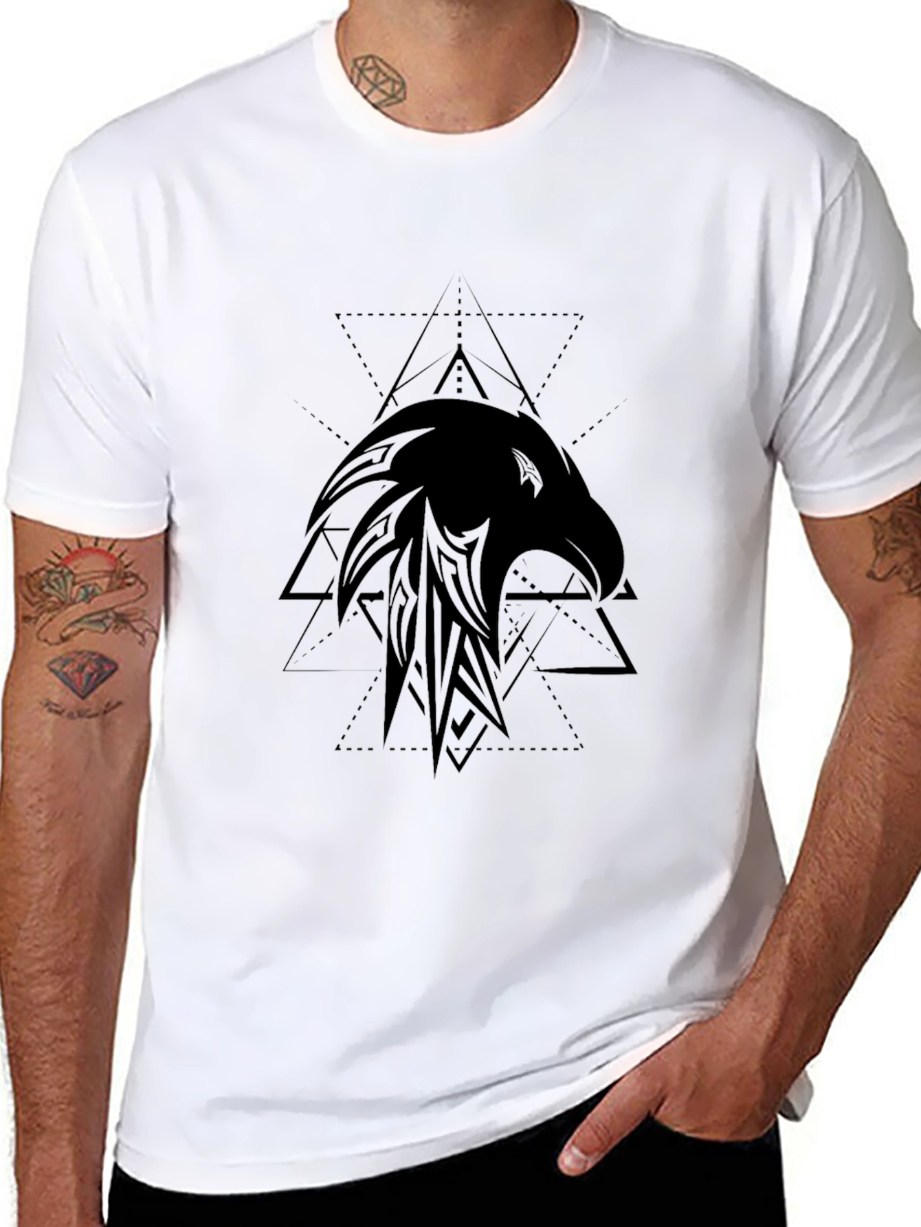 Tribal Eagle Graphic Black T-Shirt